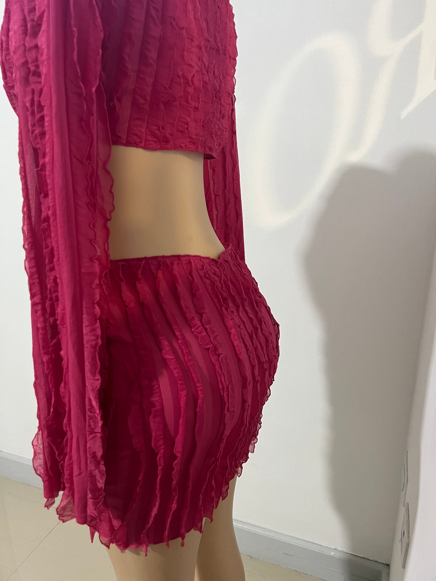 Lily Long Sleeve Mini Dress (Pink)