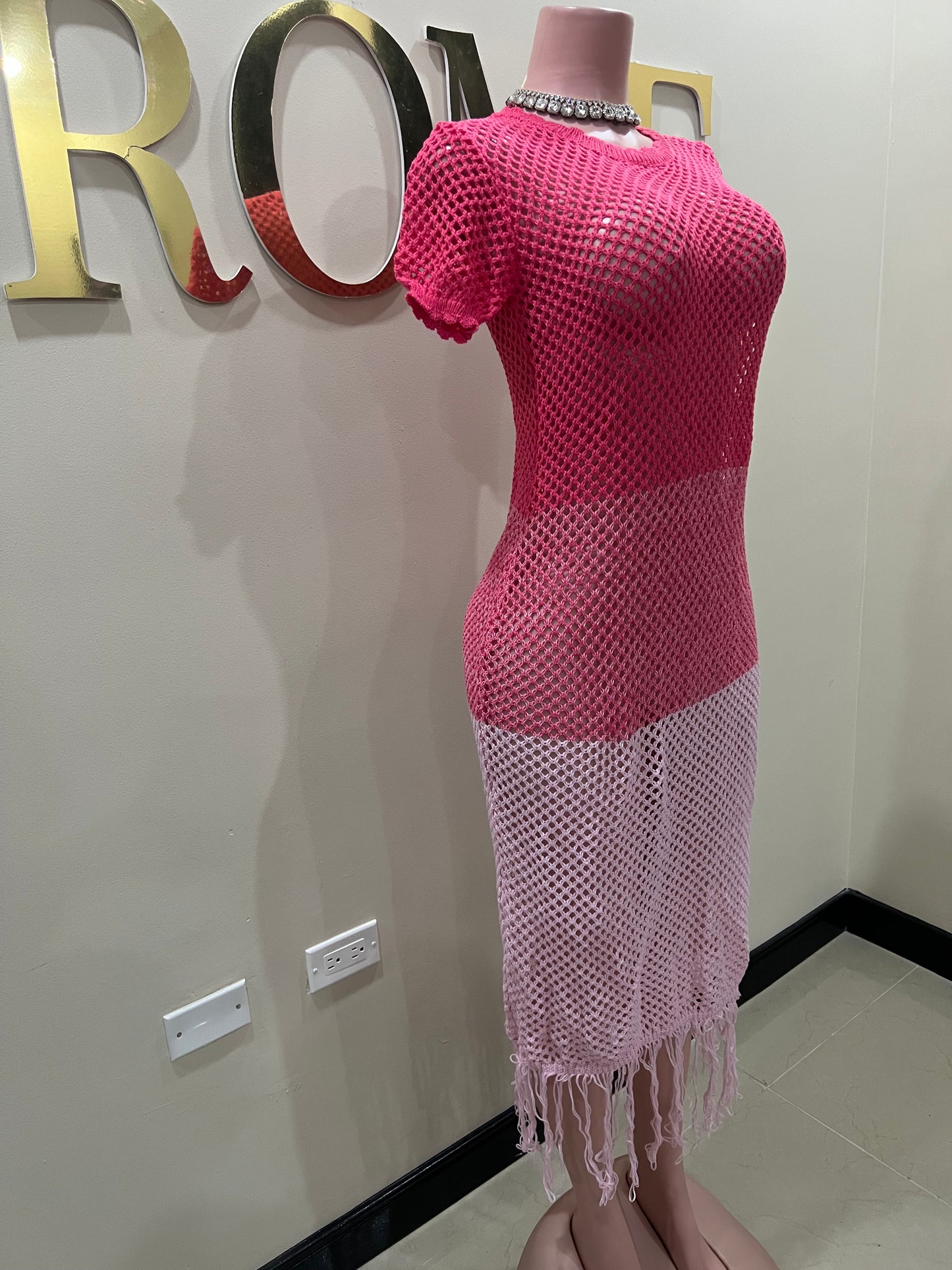 Mimi Crochet Dress (Pink)