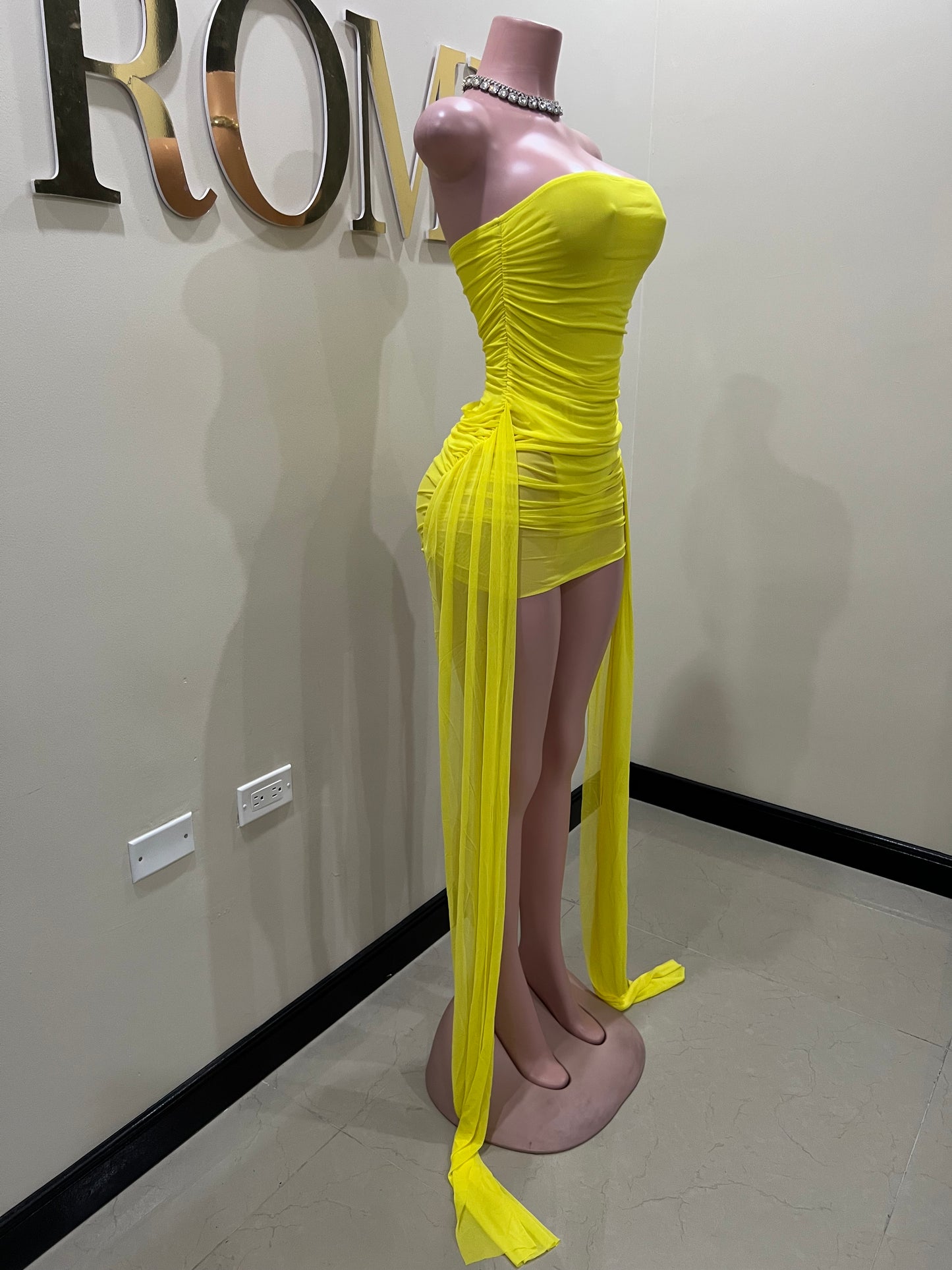 Asia Bodysuit Dress (Yellow)