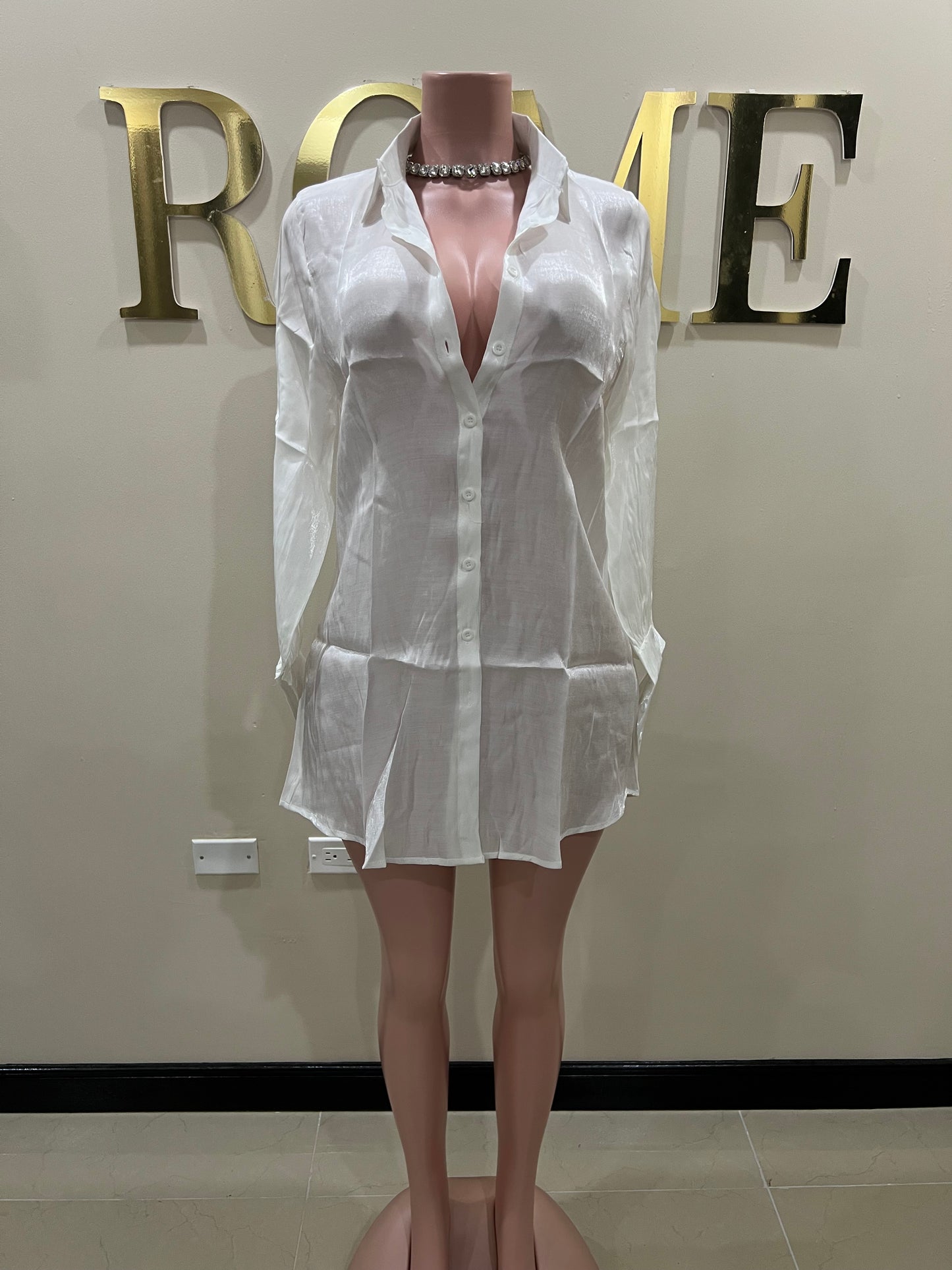 Claire Shirt Dress (White)