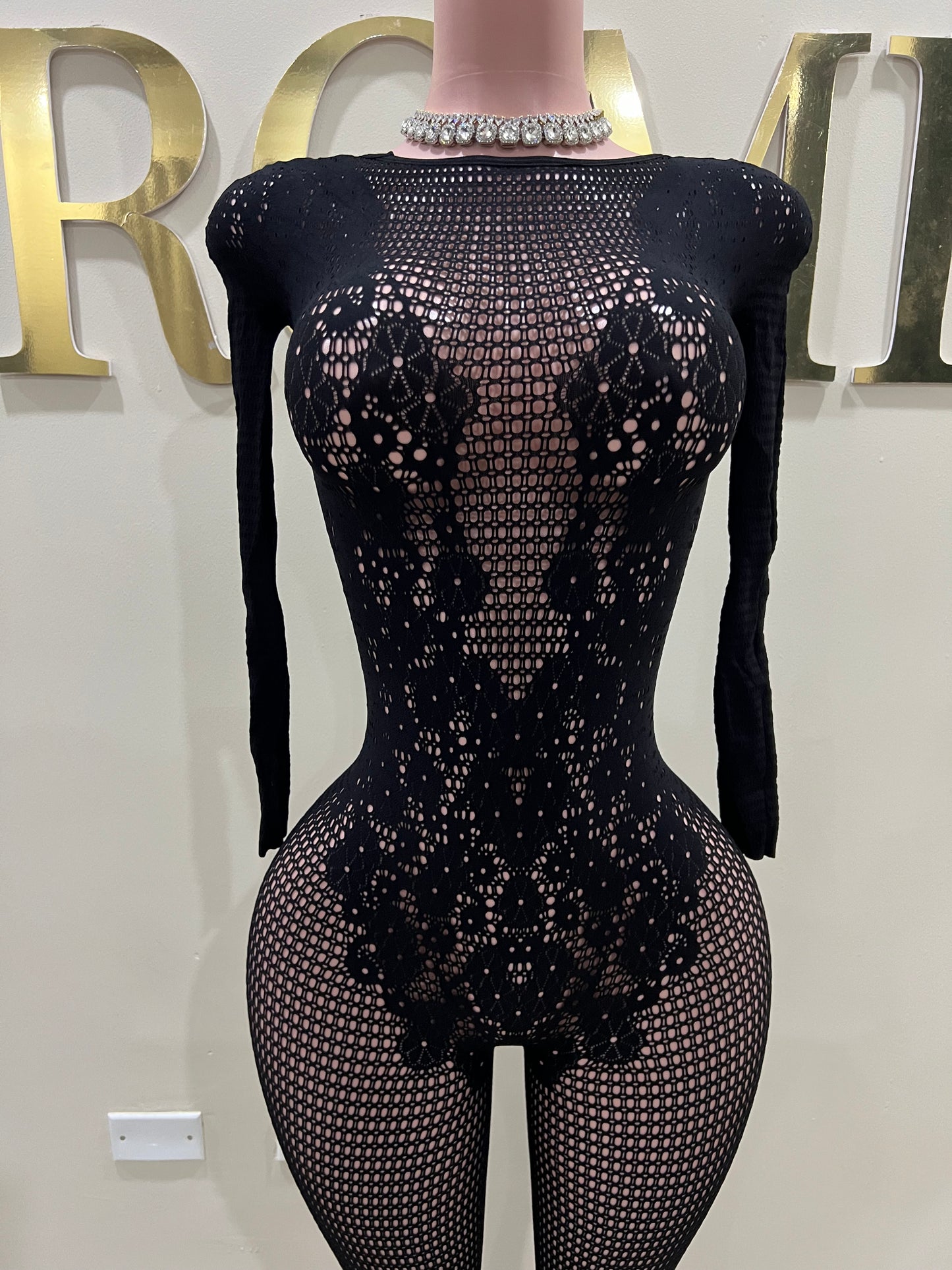 Flower Tights Jumpsuit (Black)