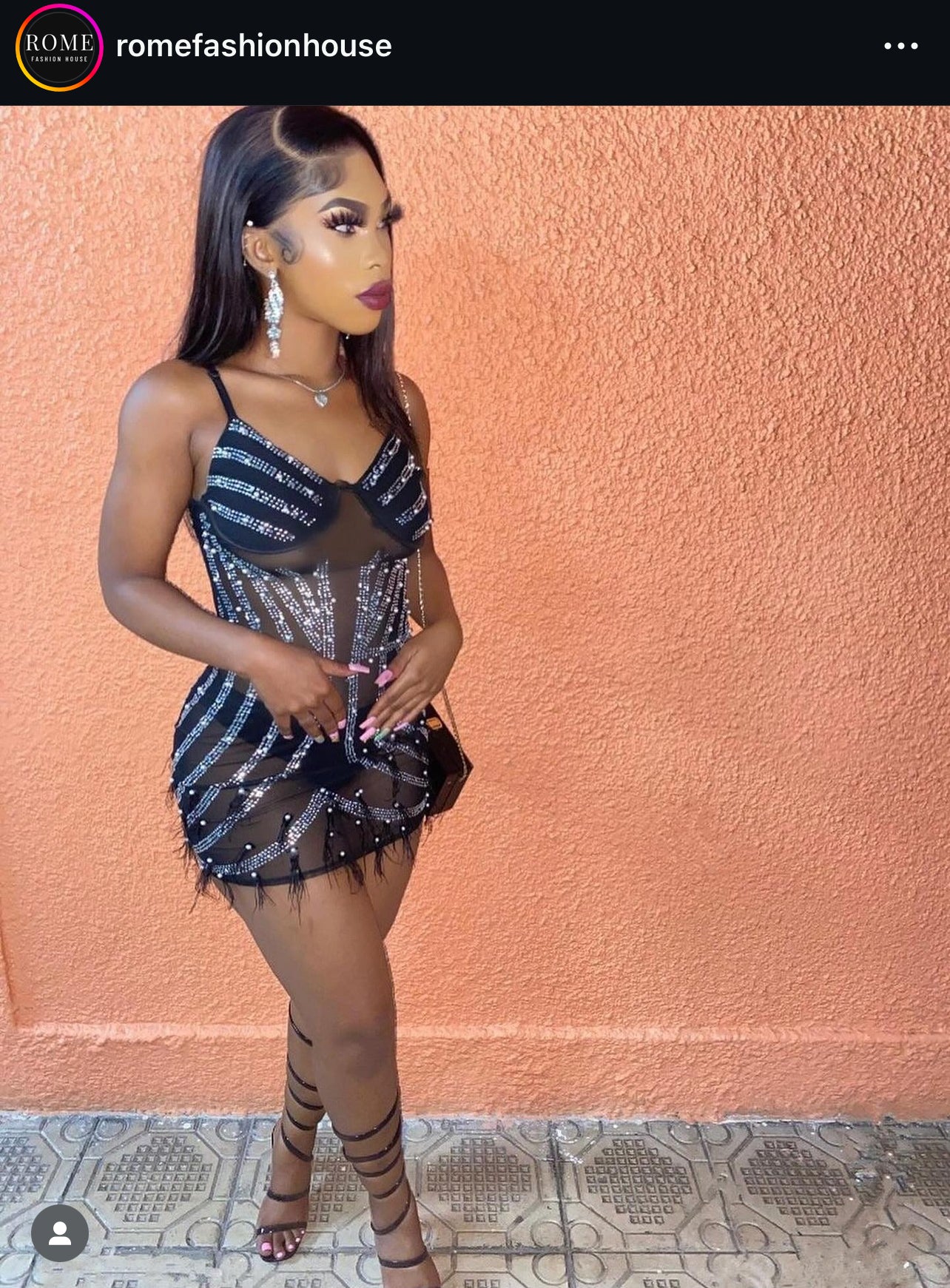 Cherri Vibe Crystal Dress (Black)