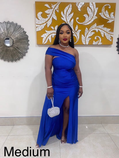 Kerry One Shoulder Dress (Blue)