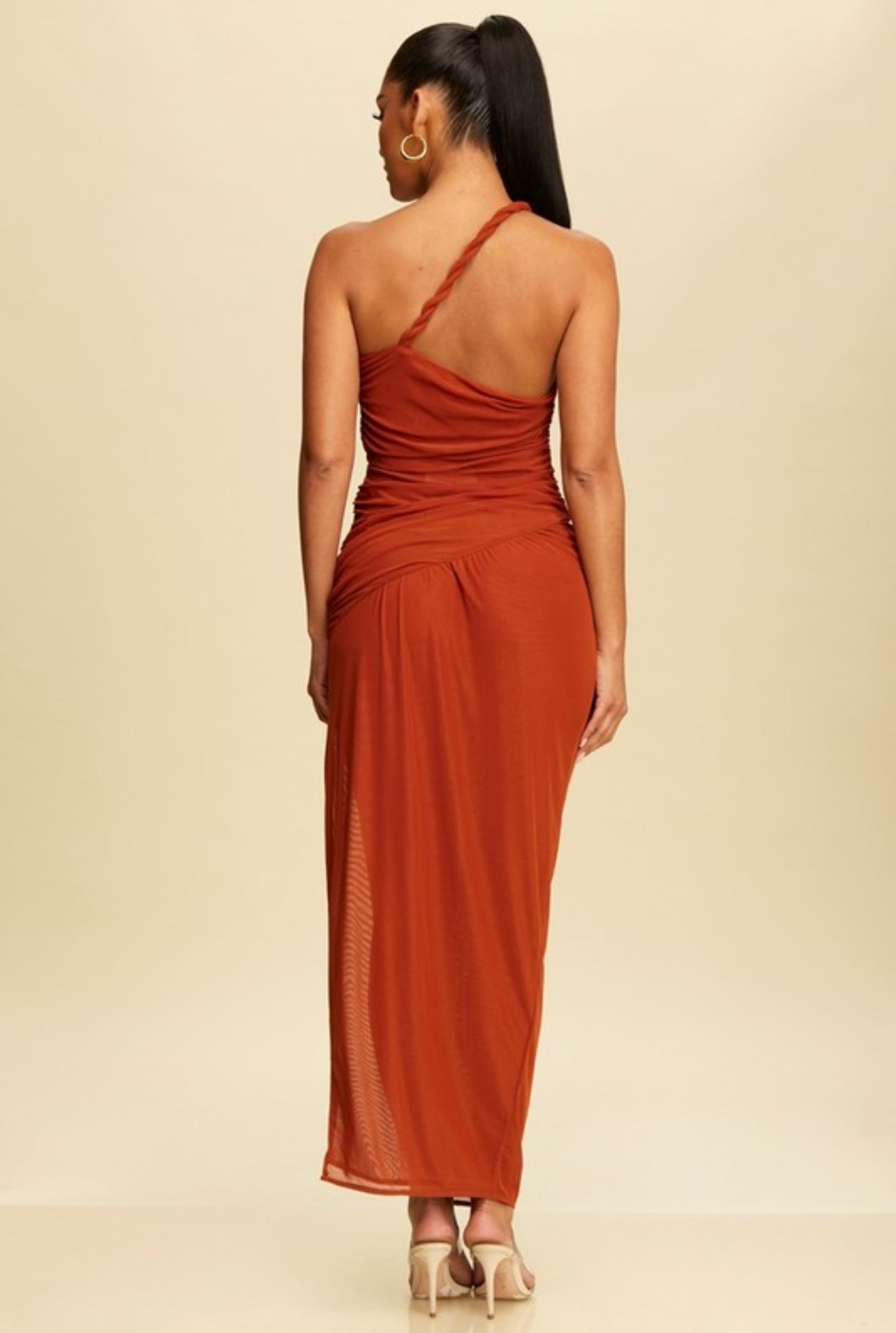 Sarah Rope Mesh Dress (Brown)