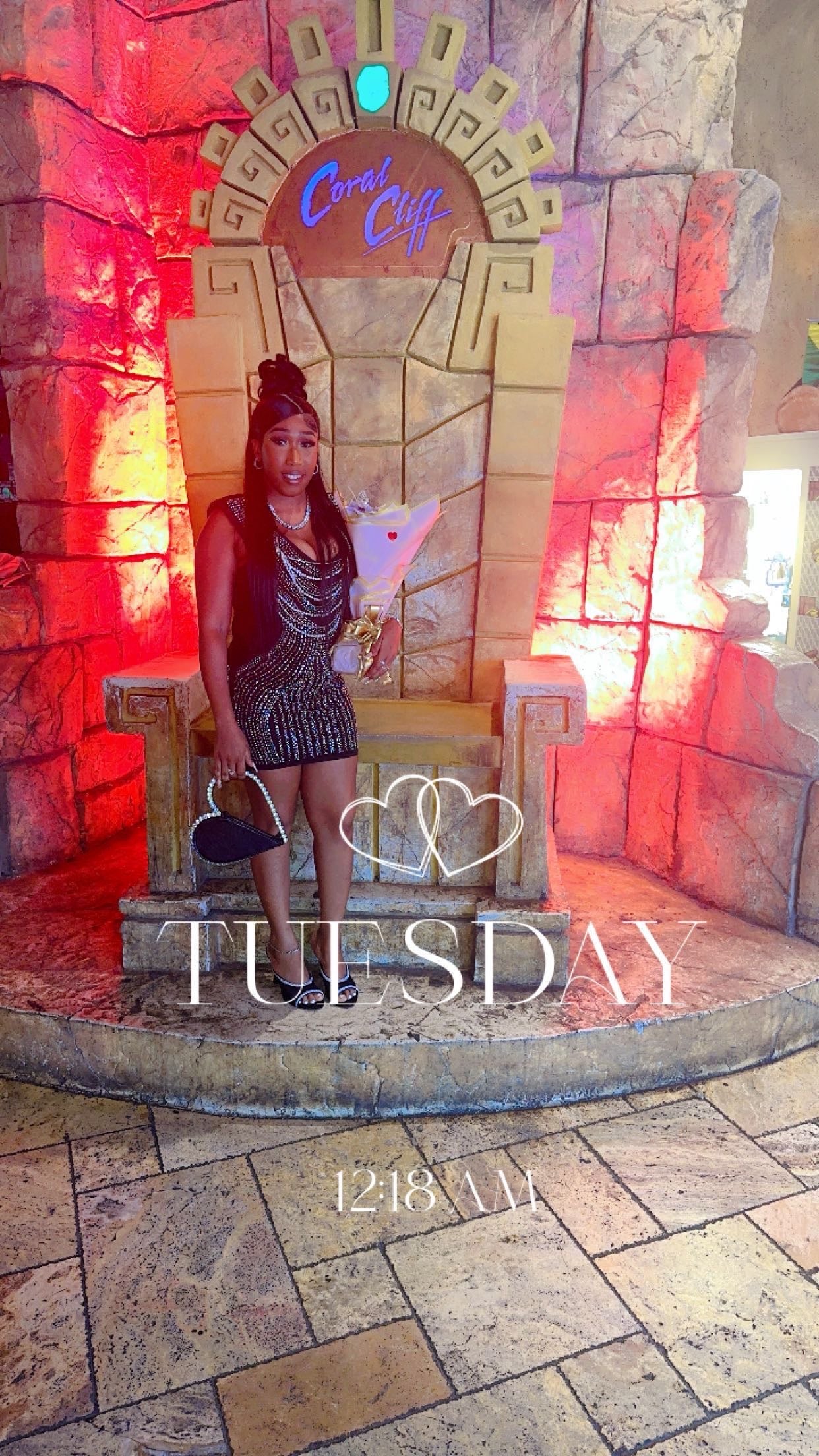 Amber Crystal Pearl Dress (Black)