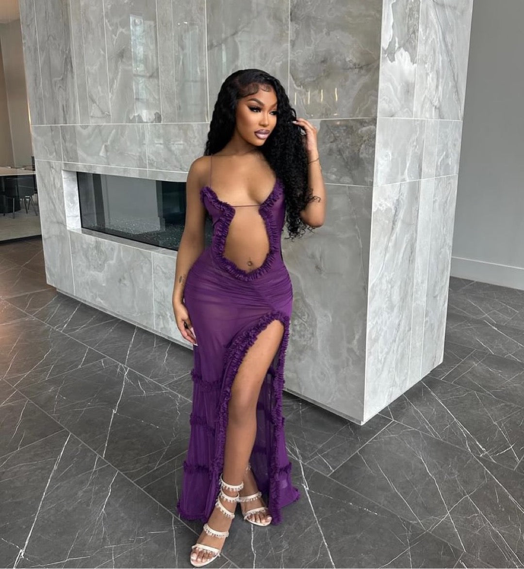 Mila Sheer Dress (Purple) Rome Fashion House Mila Sheer Dress (Purple) Rome Fashion House