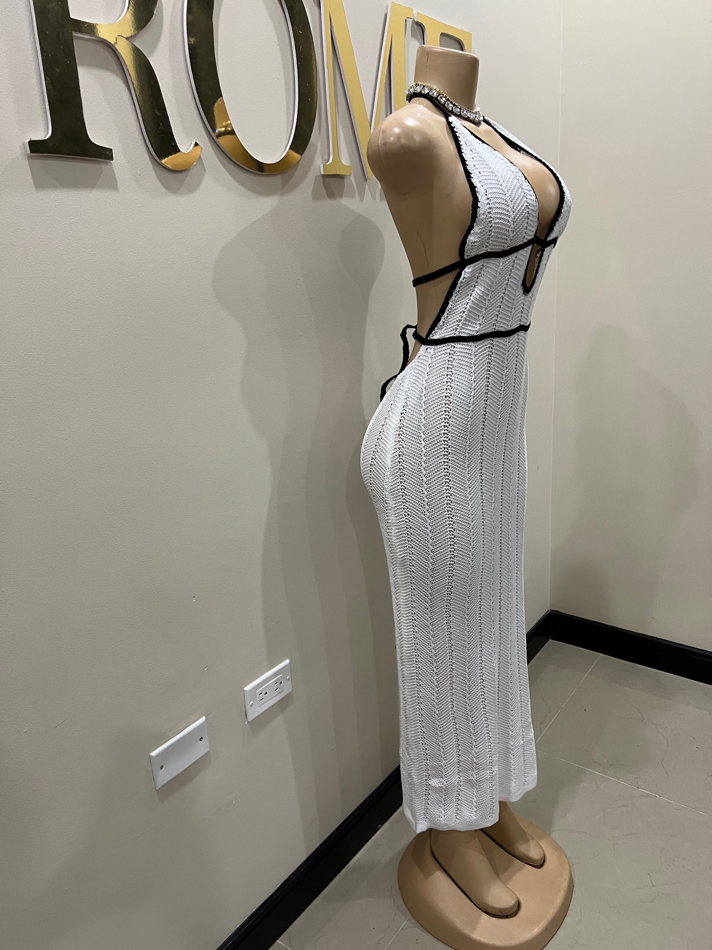 Mila Crochet Dress (White)