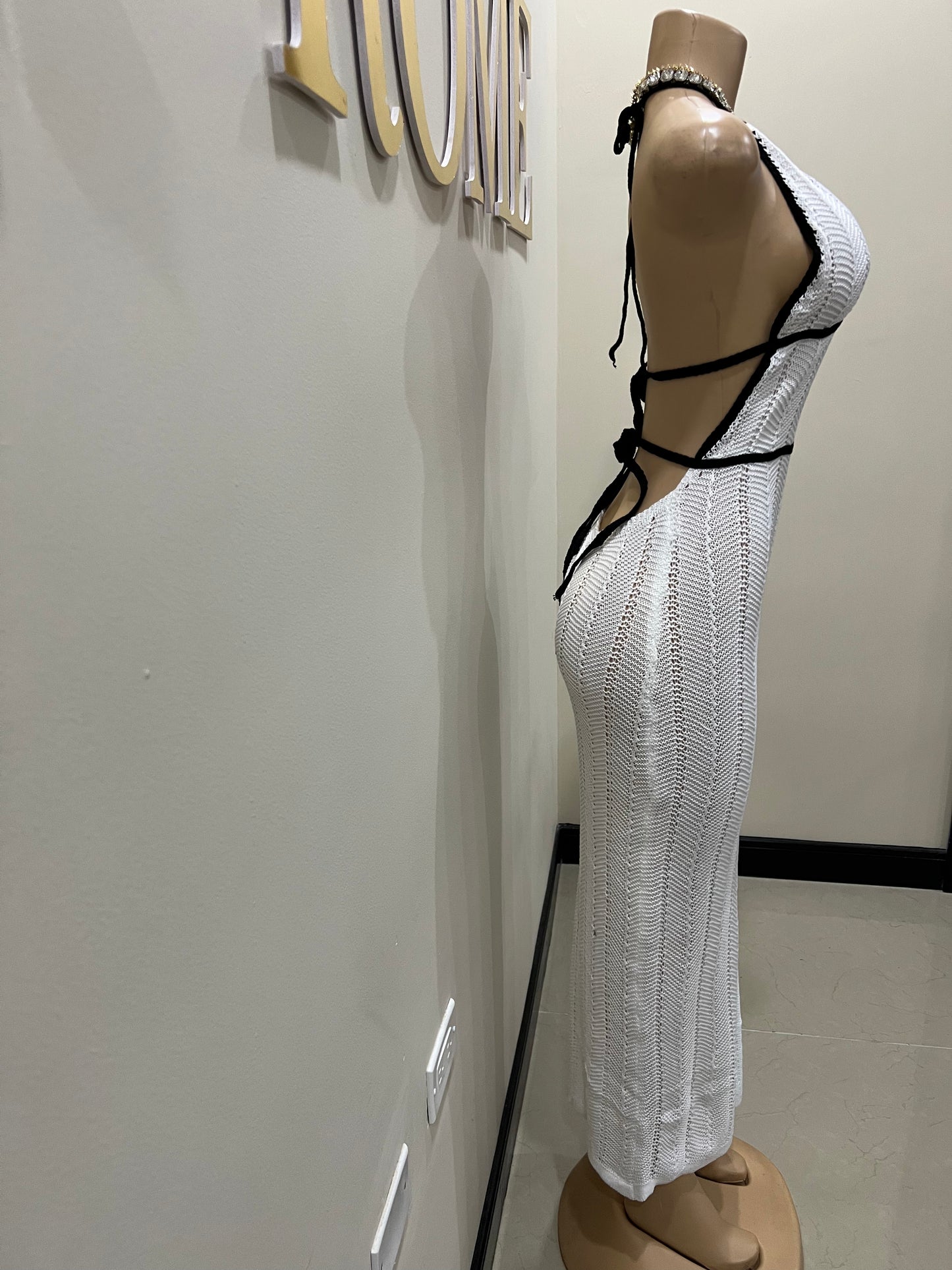 Mila Crochet Dress (White)