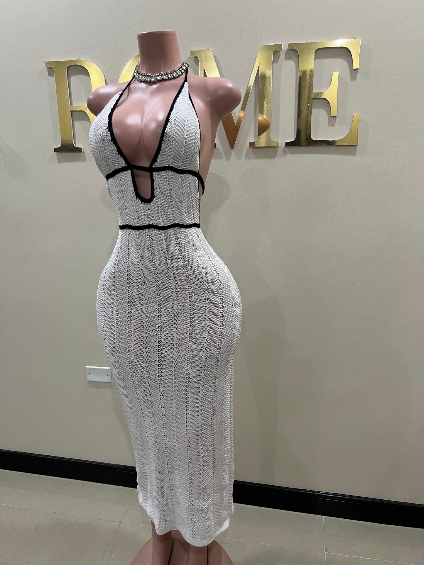 Mila Crochet Dress (White)