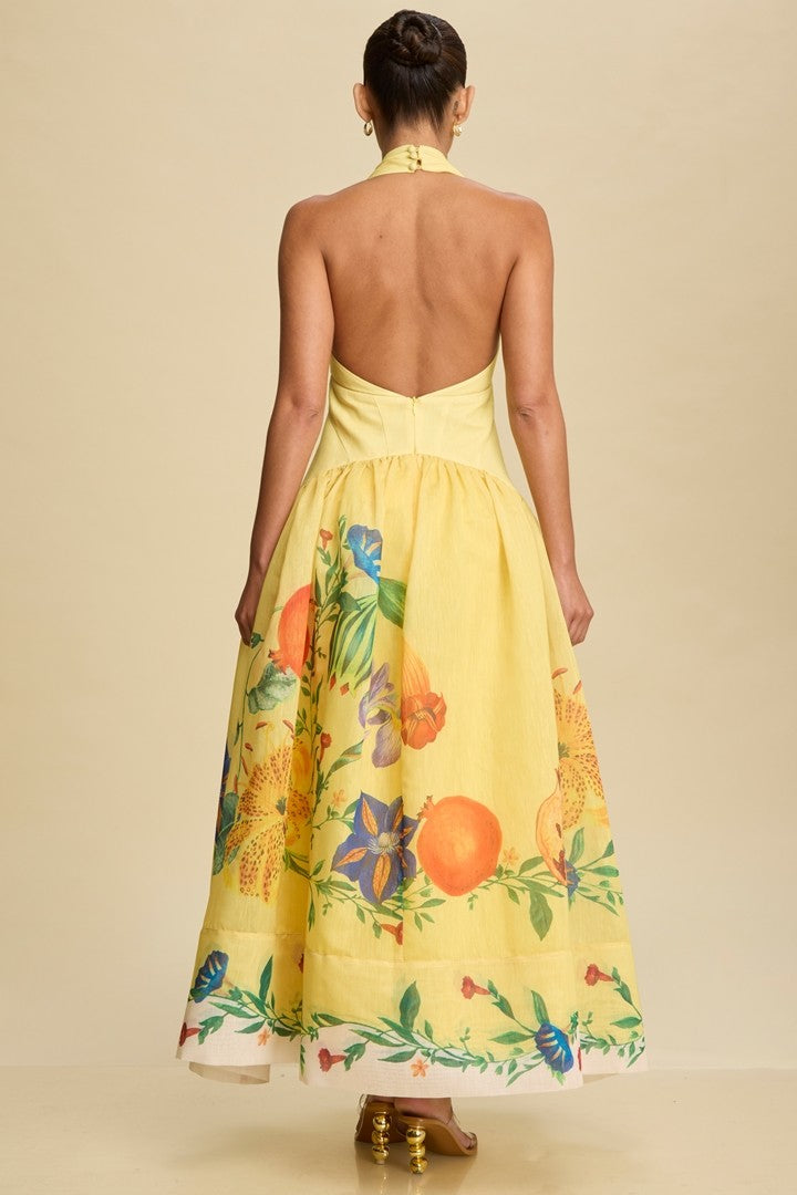 Kim Garden Halter Diana Dress (Yellow)