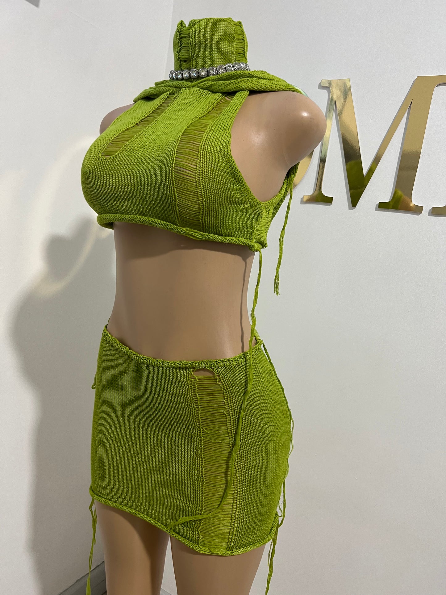 Zuri Hoodie Skirt Set (Green)