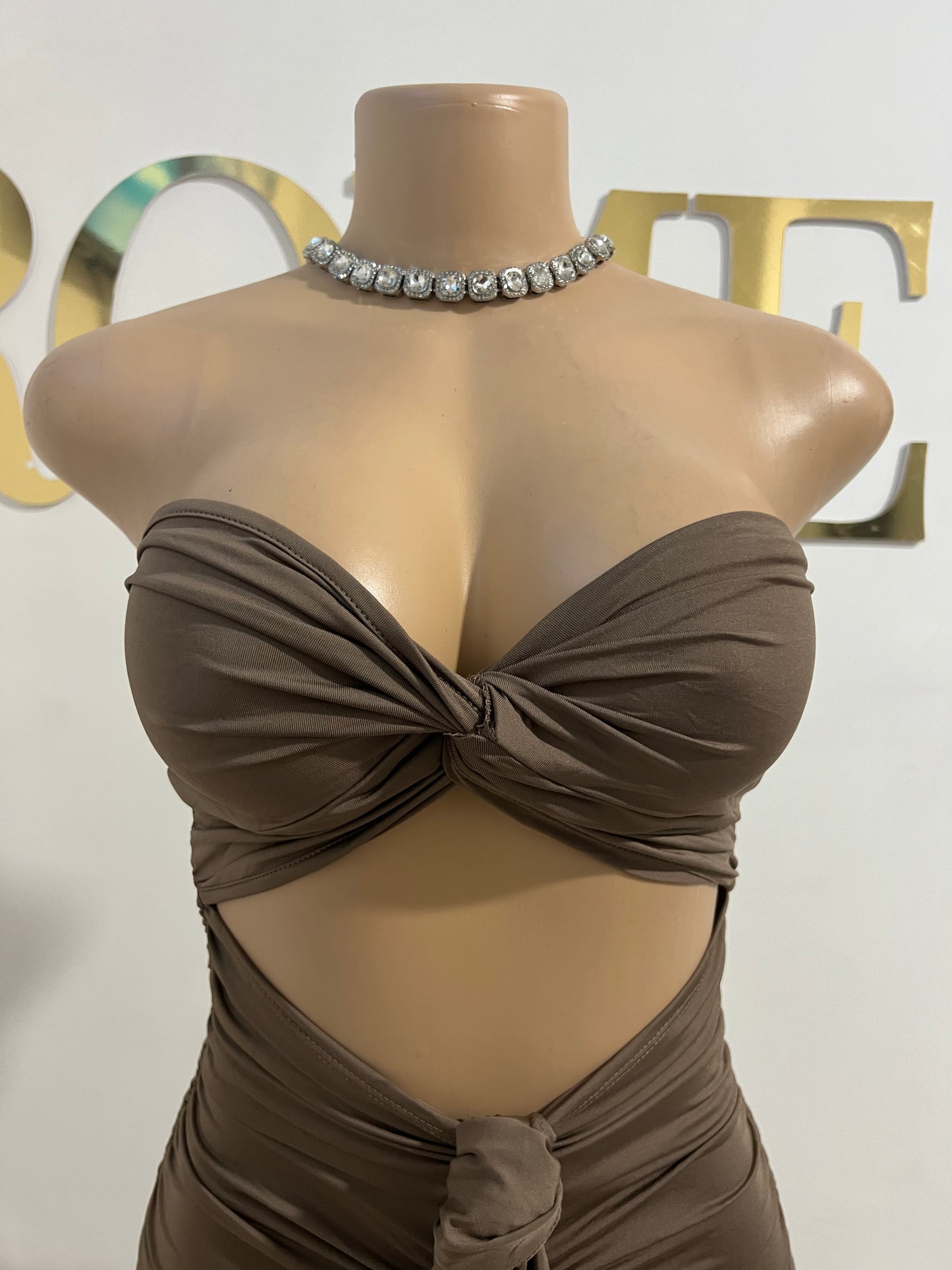 Emily Tie Dress (Brown)