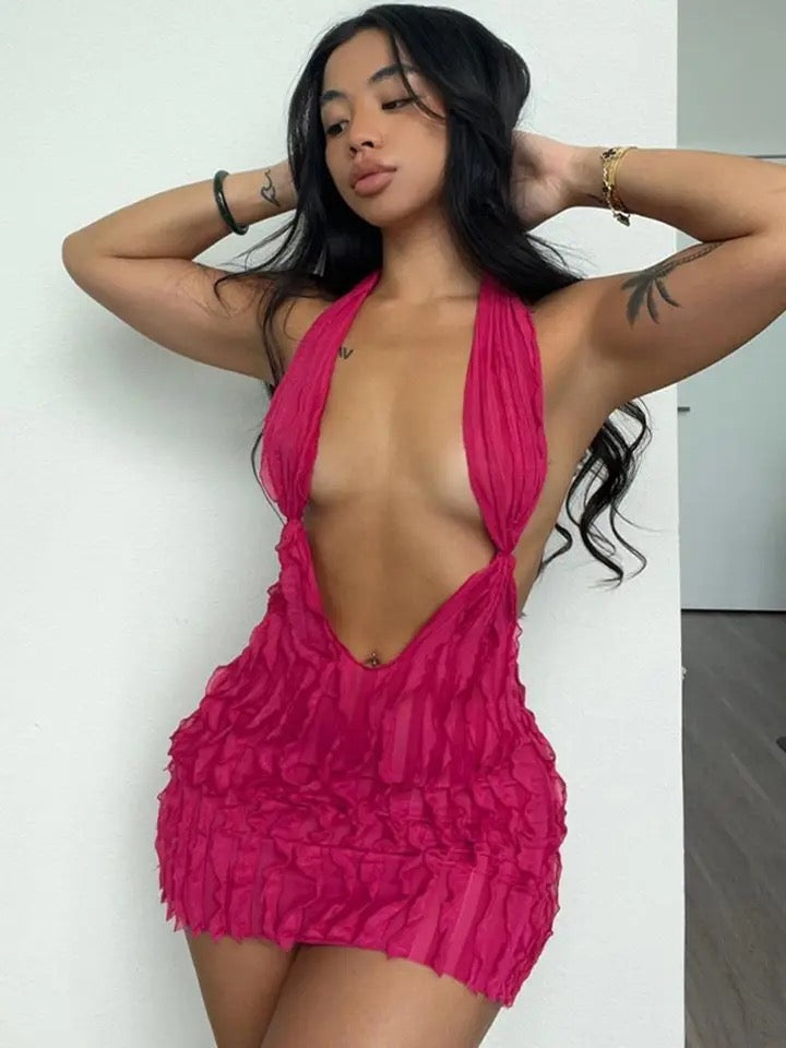 Lily Mini Dress (Bright-Pink)