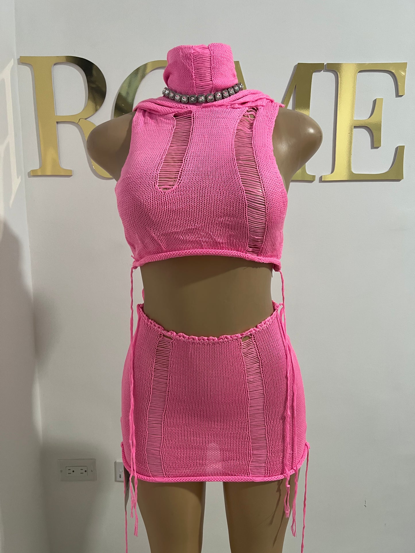 Zuri Hoodie Skirt Set (Pink)