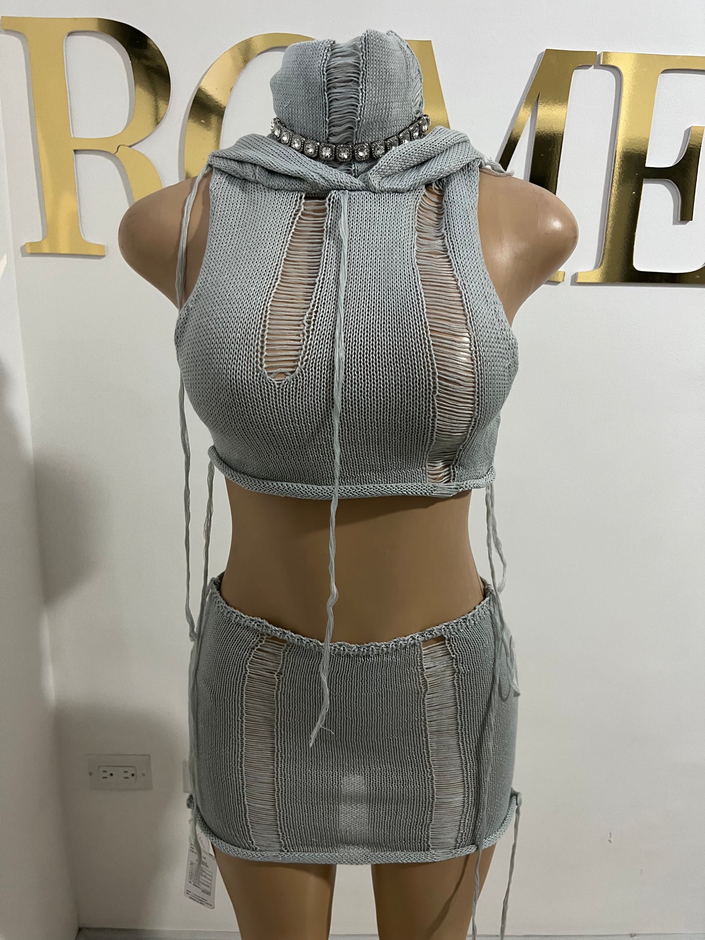 Zuri Hoodie Skirt Set (Grey)