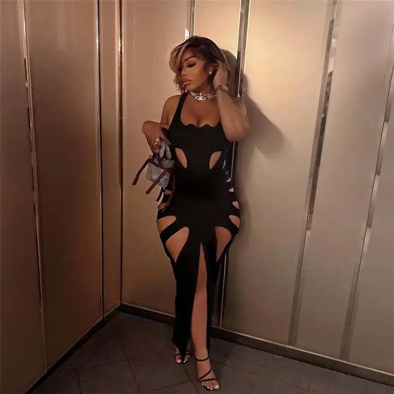 Tamia Cuts Dress (Black)