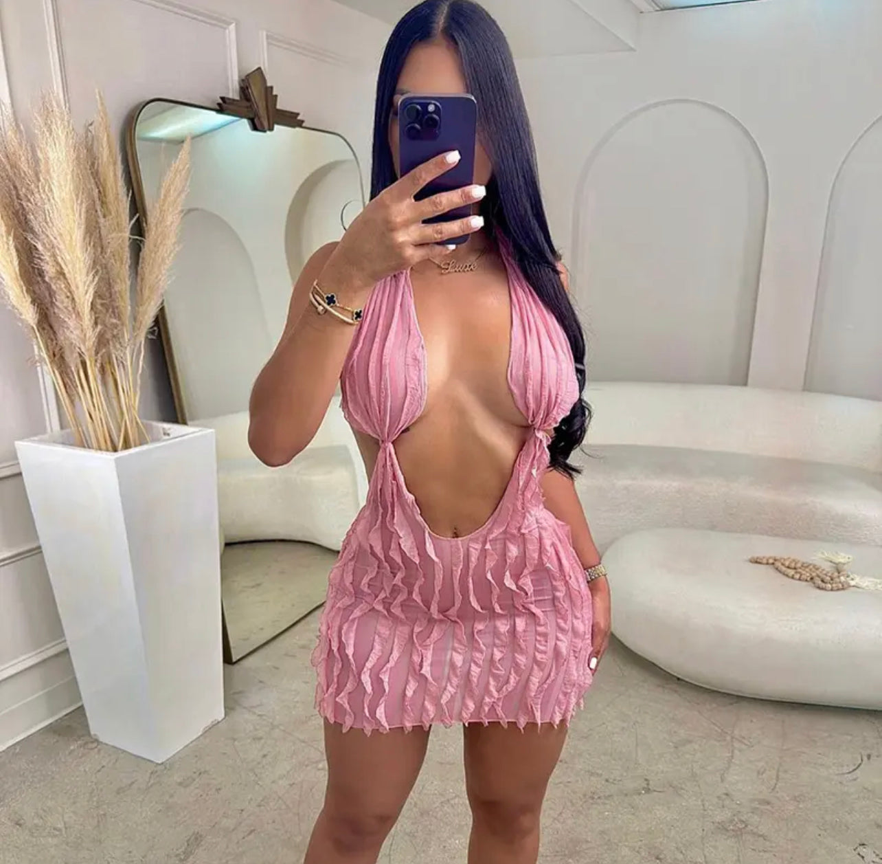 Lily Mini Dress (Light Pink)