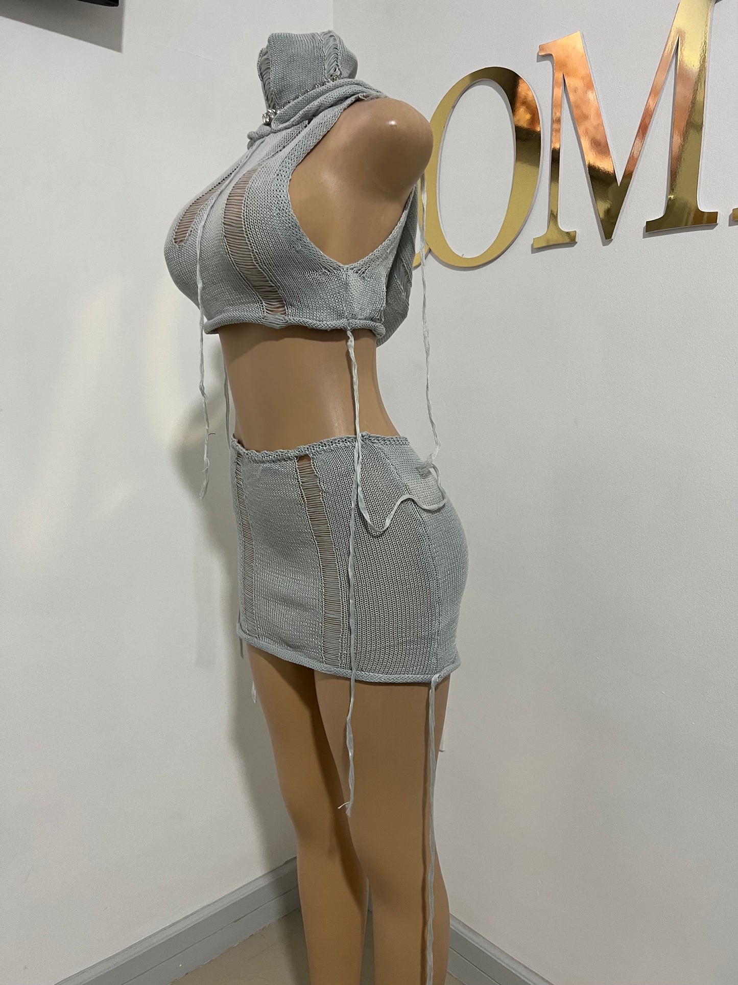 Zuri Hoodie Skirt Set (Grey)