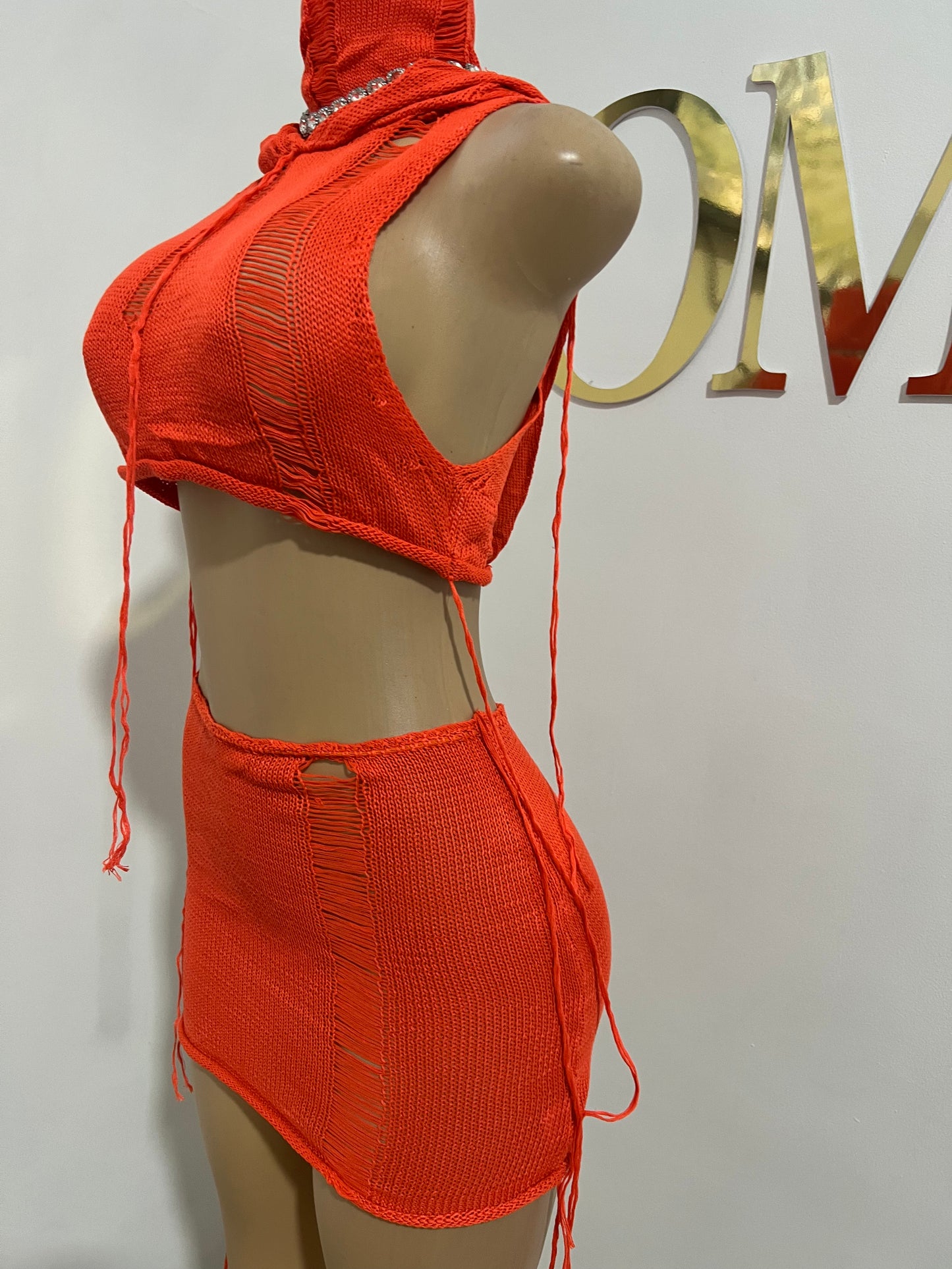 Zuri Hoodie Skirt Set (Orange)