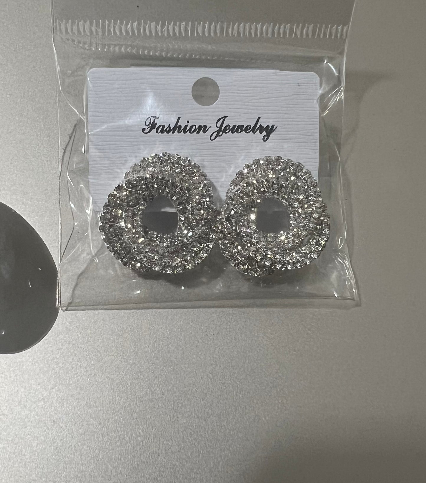 Moira Crystal Knob Earrings (Silver)