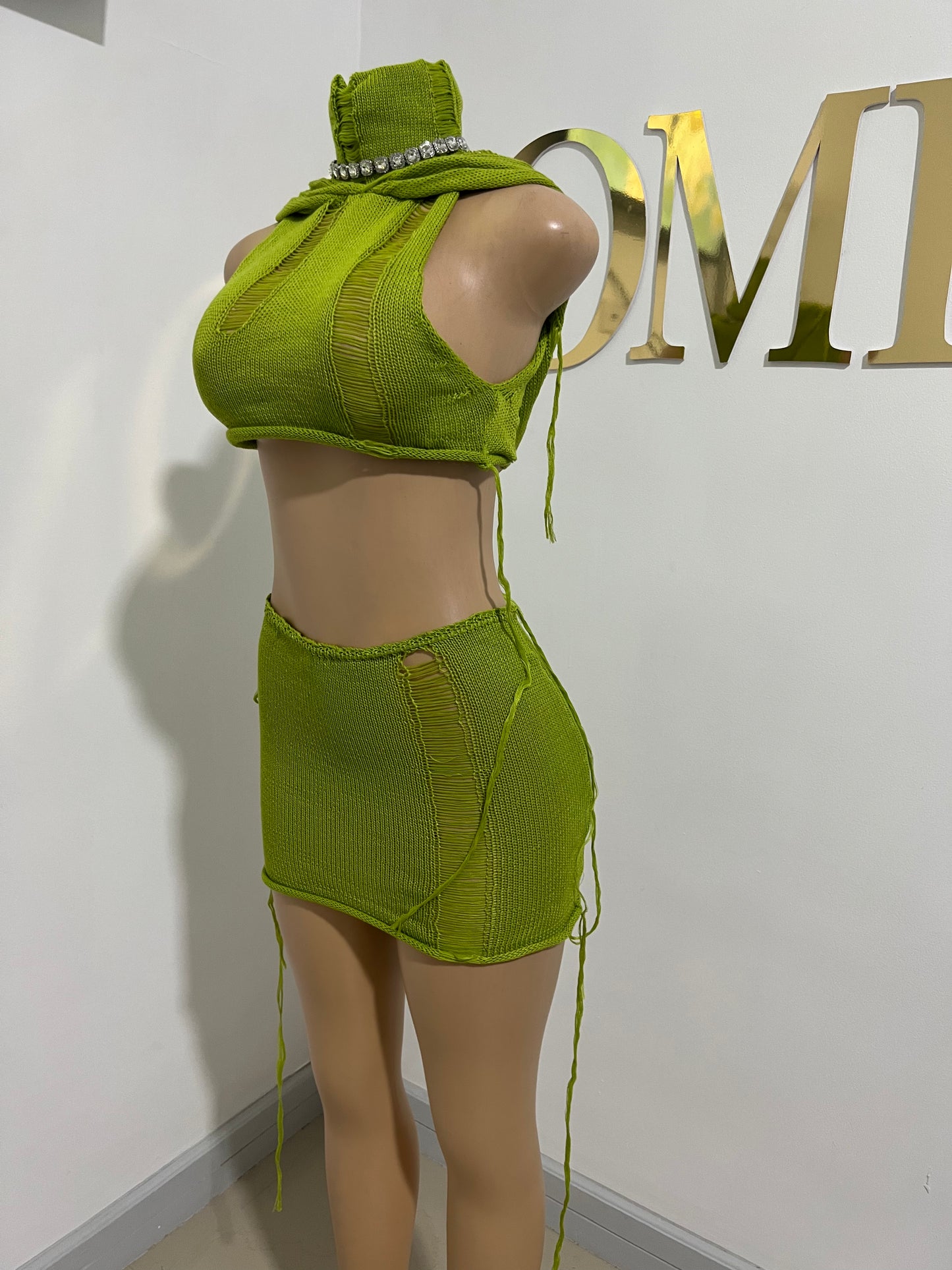 Zuri Hoodie Skirt Set (Green)