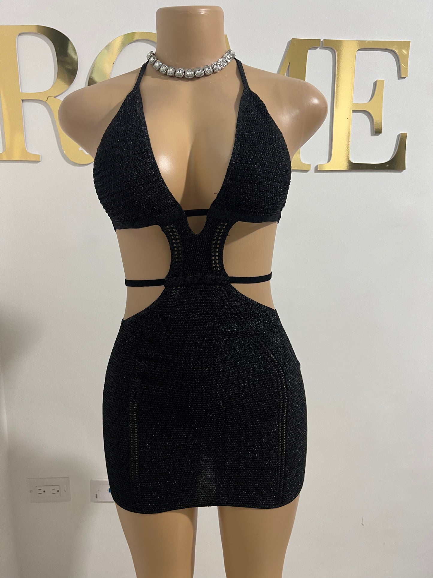Amber Crochet Dress (Black)