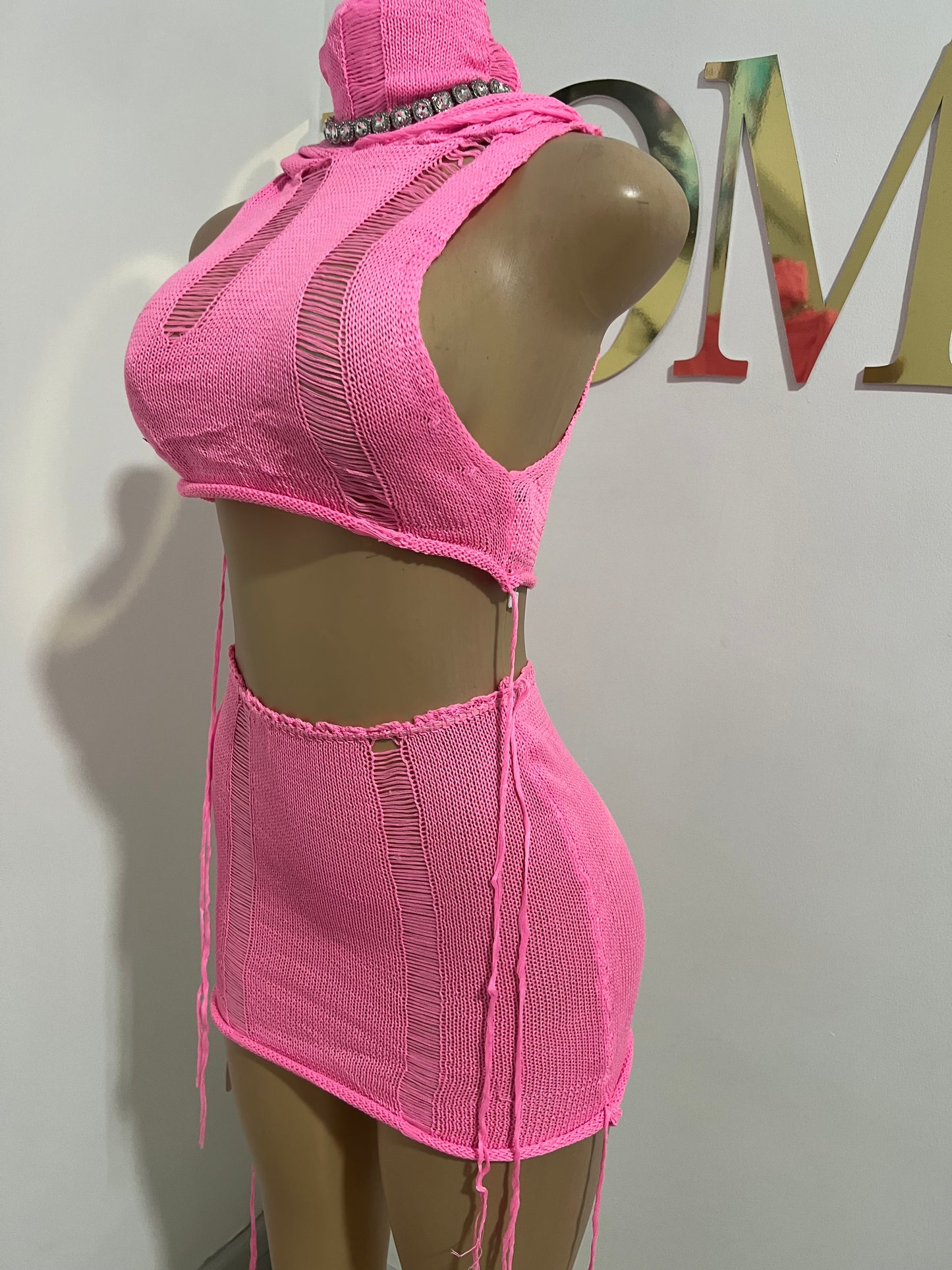 Zuri Hoodie Skirt Set (Pink)