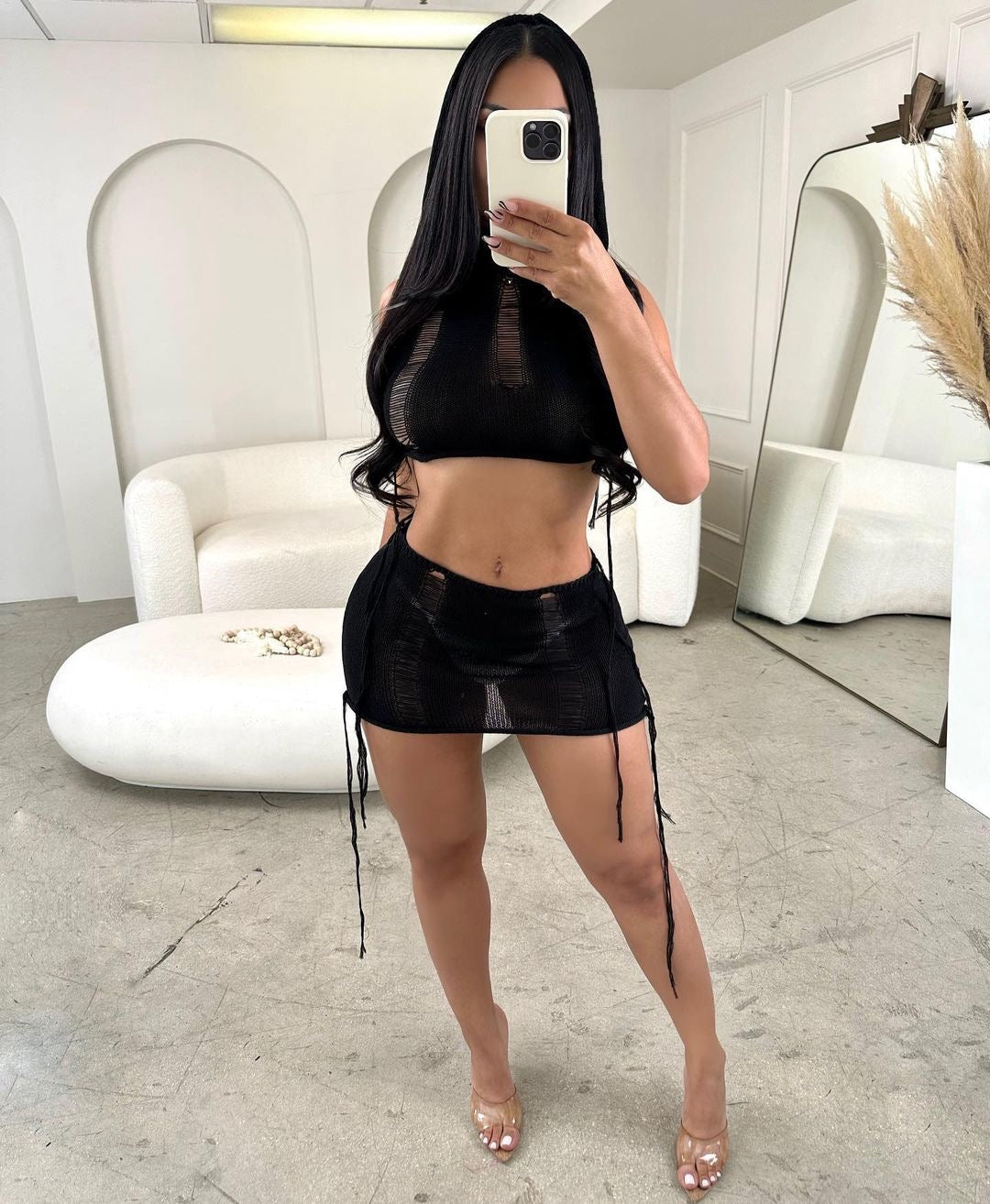 Zuri Hoodie Skirt Set (Black)