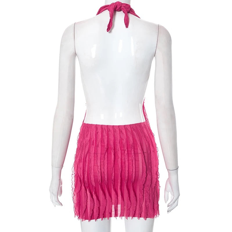 Lily Mini Dress (Bright-Pink)
