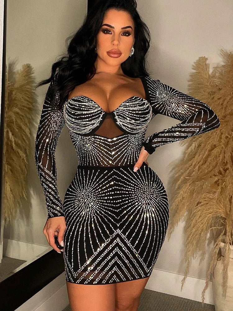 Charlotte Crystal Dress (Black)