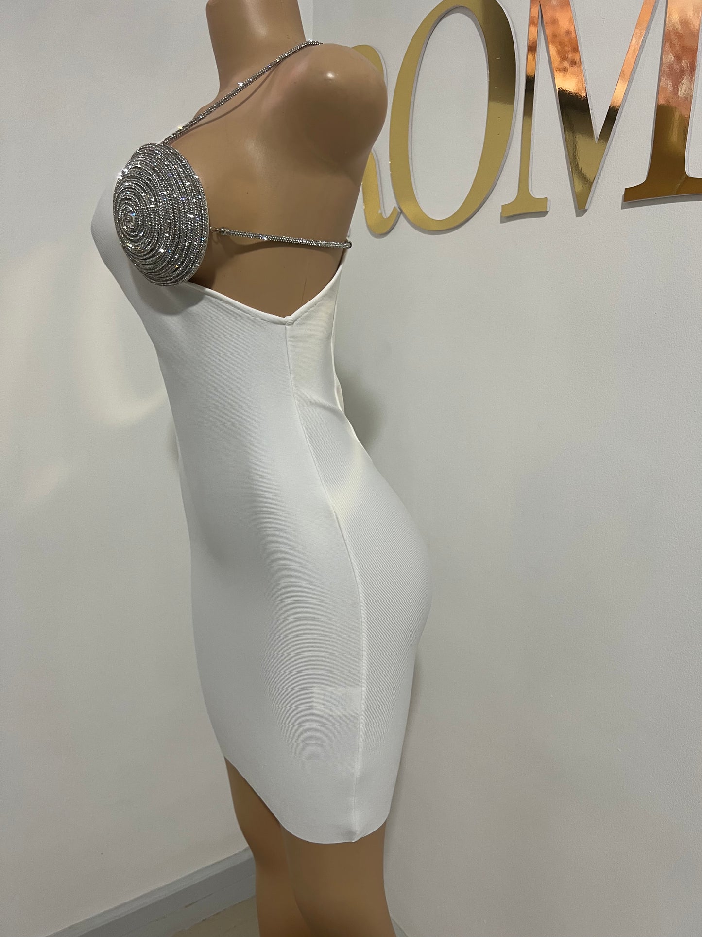 Milan Glam Bandage Dress (White)