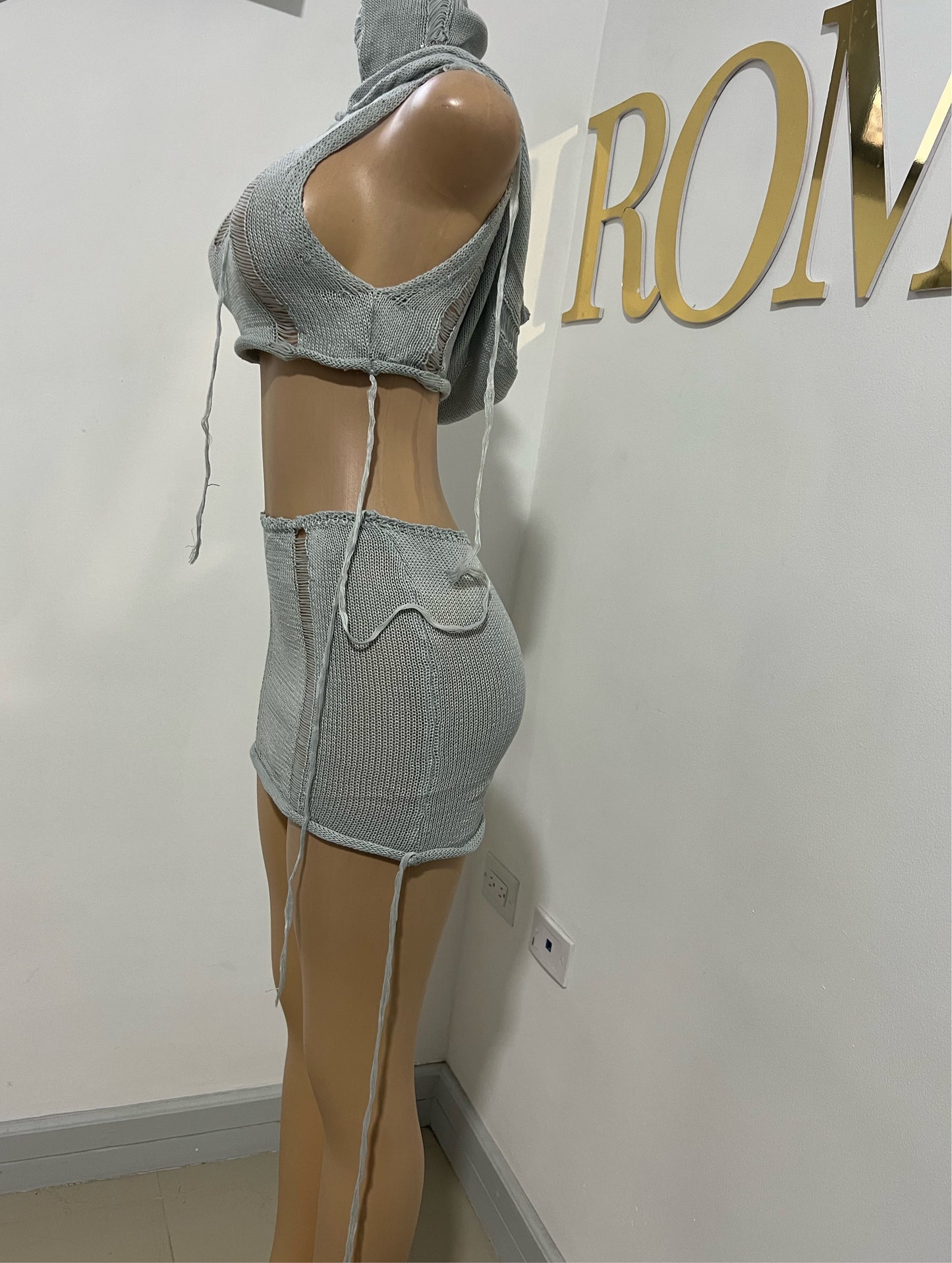 Zuri Hoodie Skirt Set (Grey)