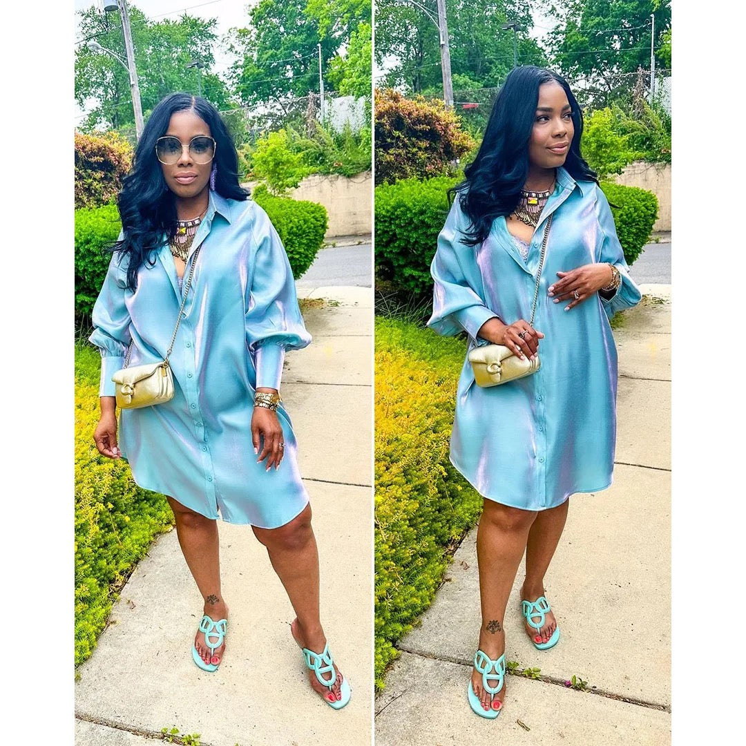 Claire Shirt Dress (Blue)