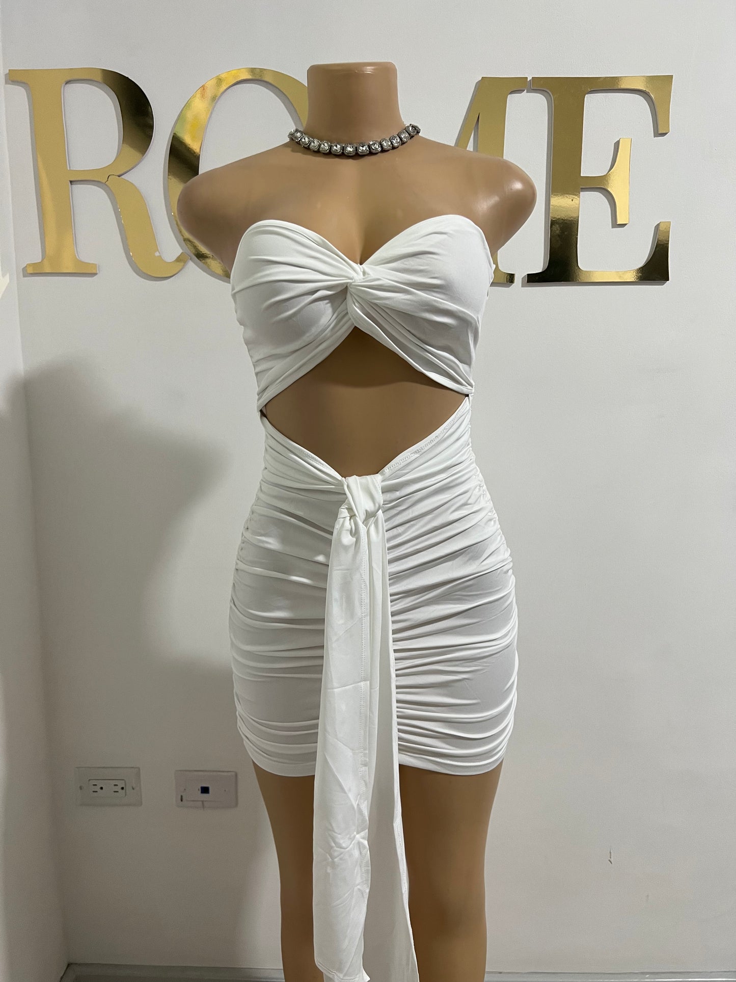 Emily Tie Dress (White)