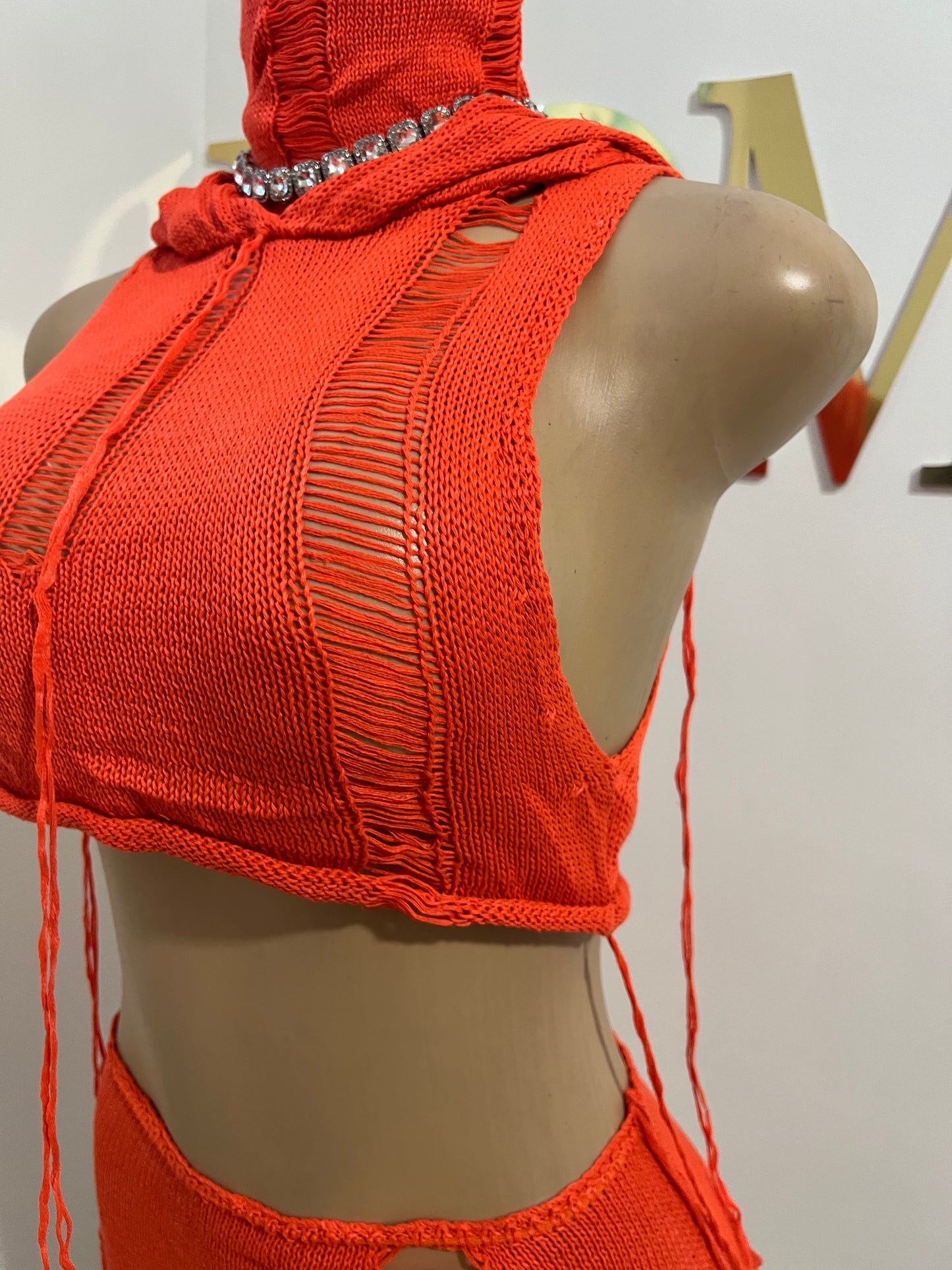 Zuri Hoodie Skirt Set (Orange)