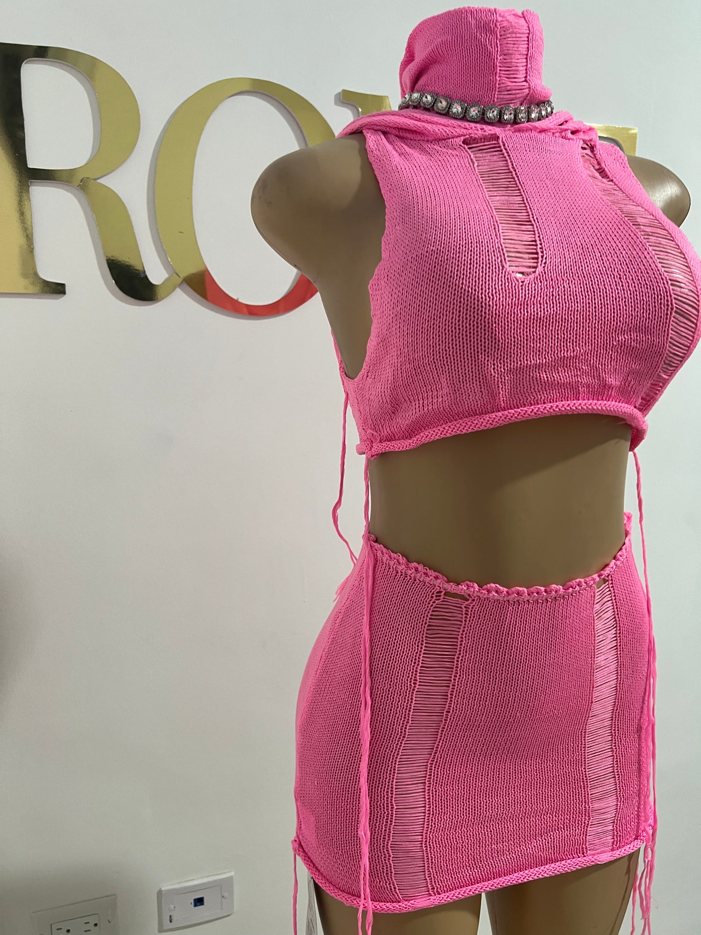 Zuri Hoodie Skirt Set (Pink)