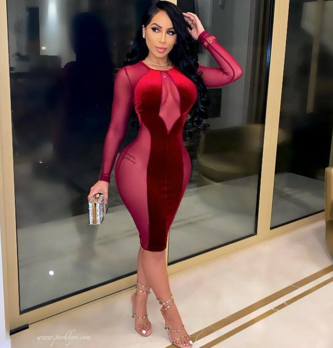 Velvet Rush Dress (Red)