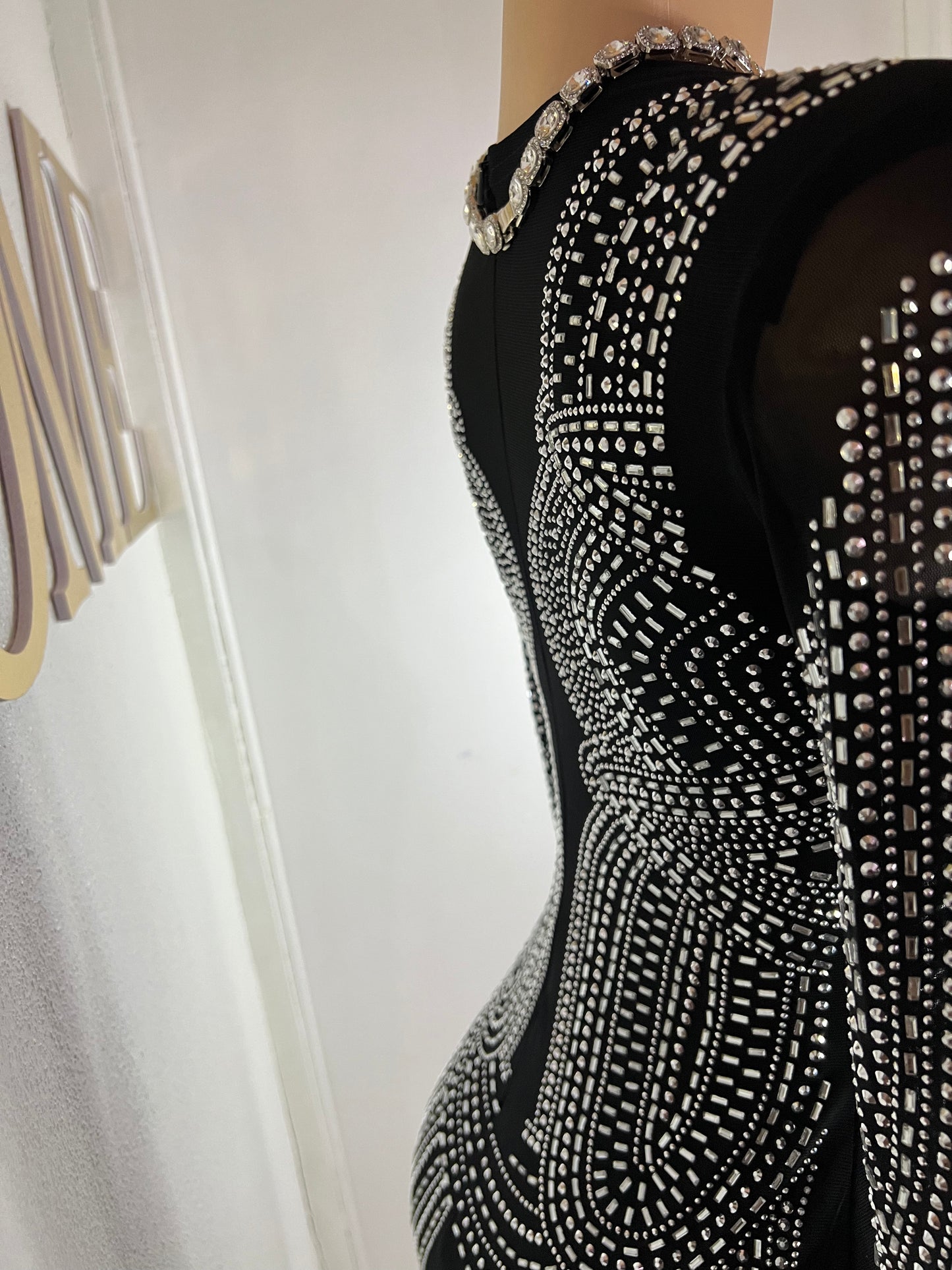 Julia Natalie Crystal Dress (Black)