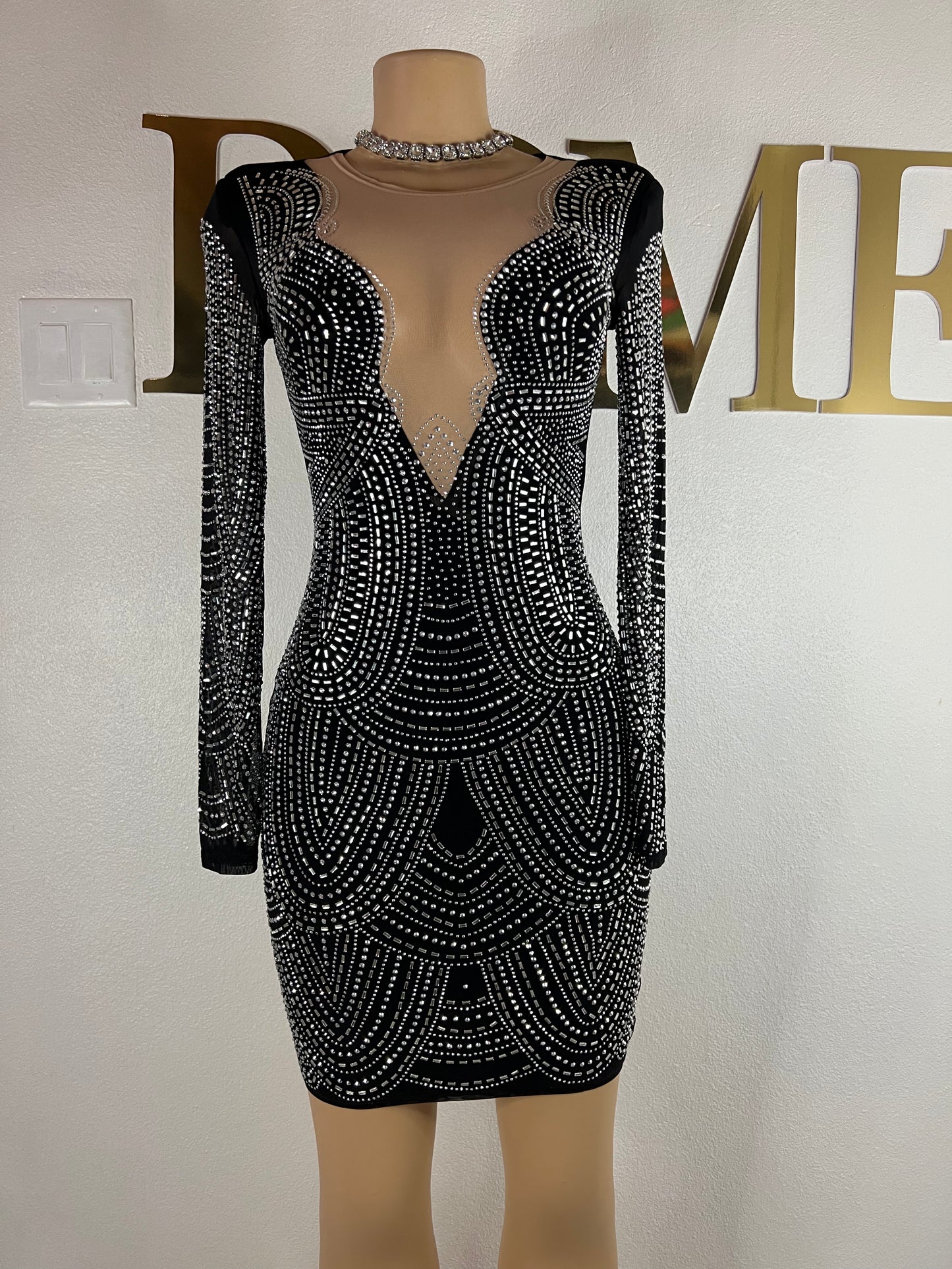 Julia Natalie Crystal Dress (Black)