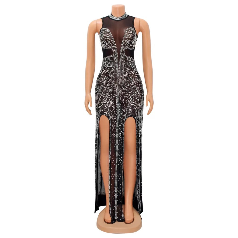 Athena Crystal Dress (Nude)