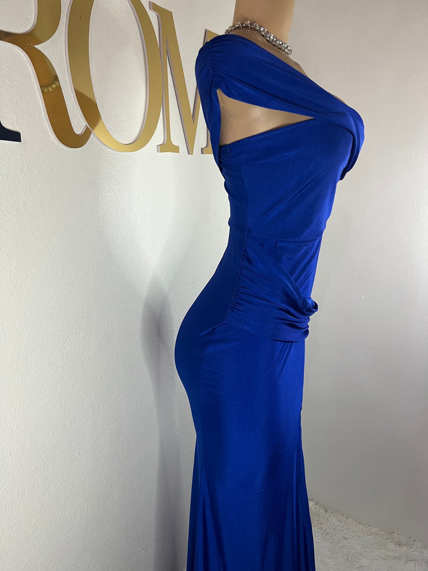 Kerry One Shoulder Dress (Blue)