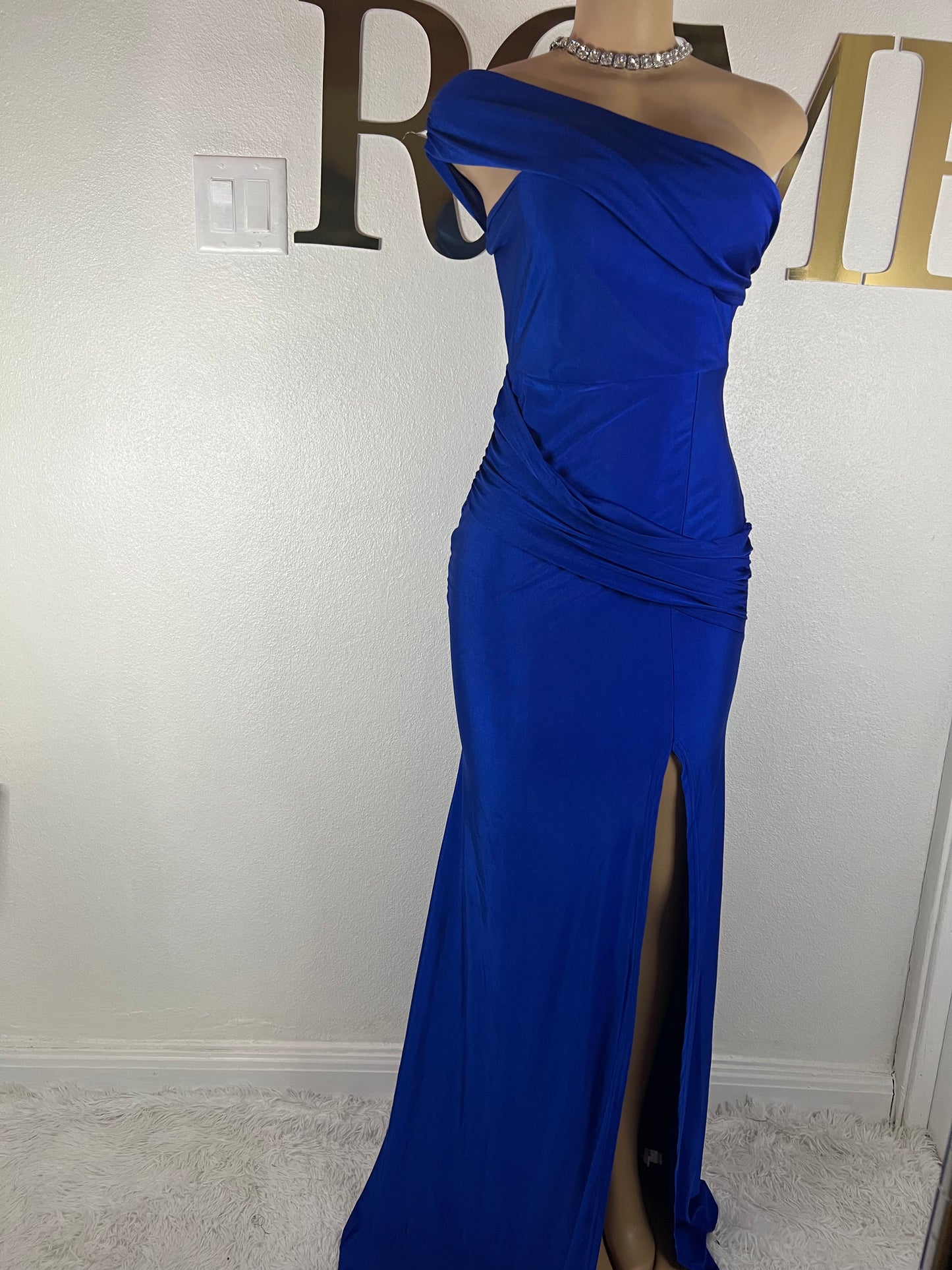 Kerry One Shoulder Dress (Blue)