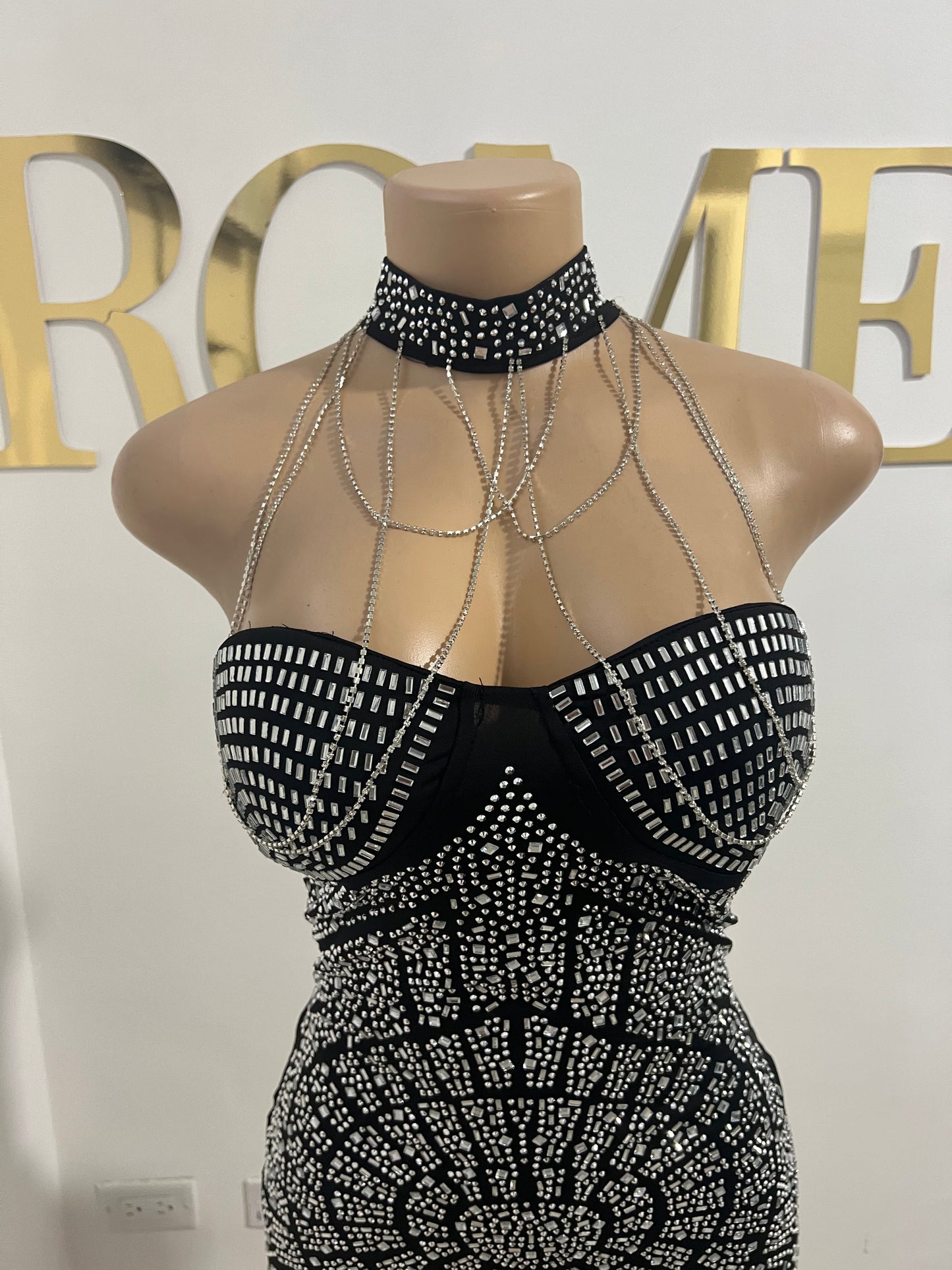 Elise Crystal 2 pcs Dress (Black)