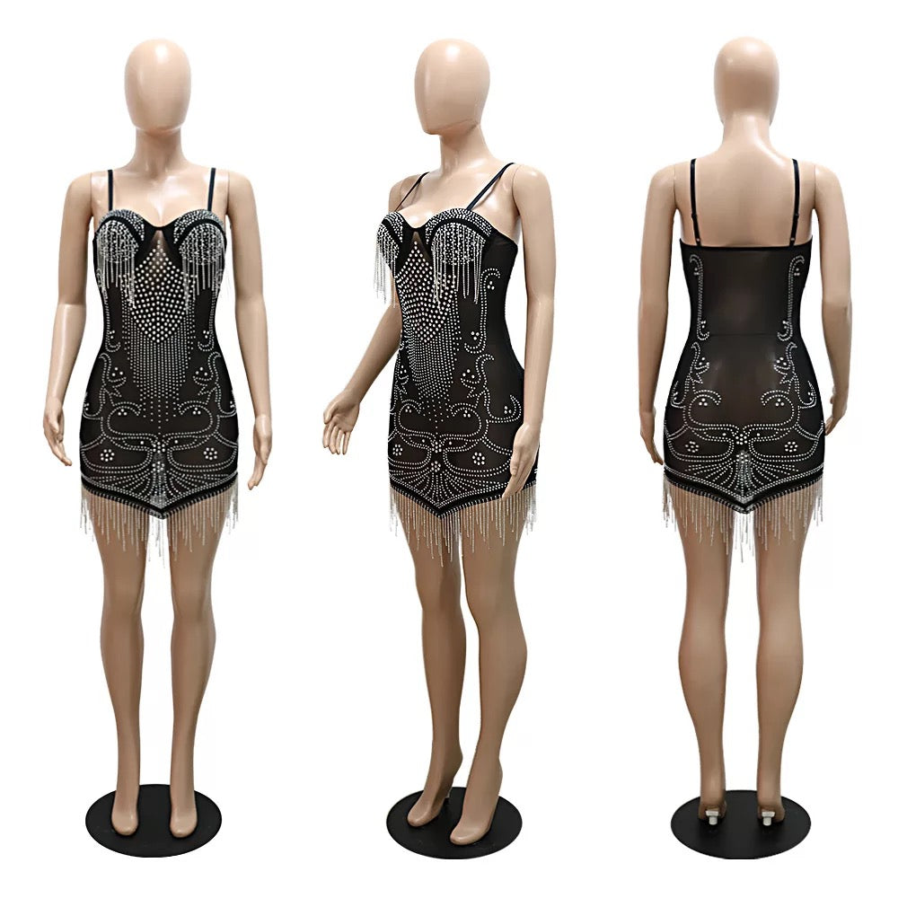 Lola Crystal Dress (Black)