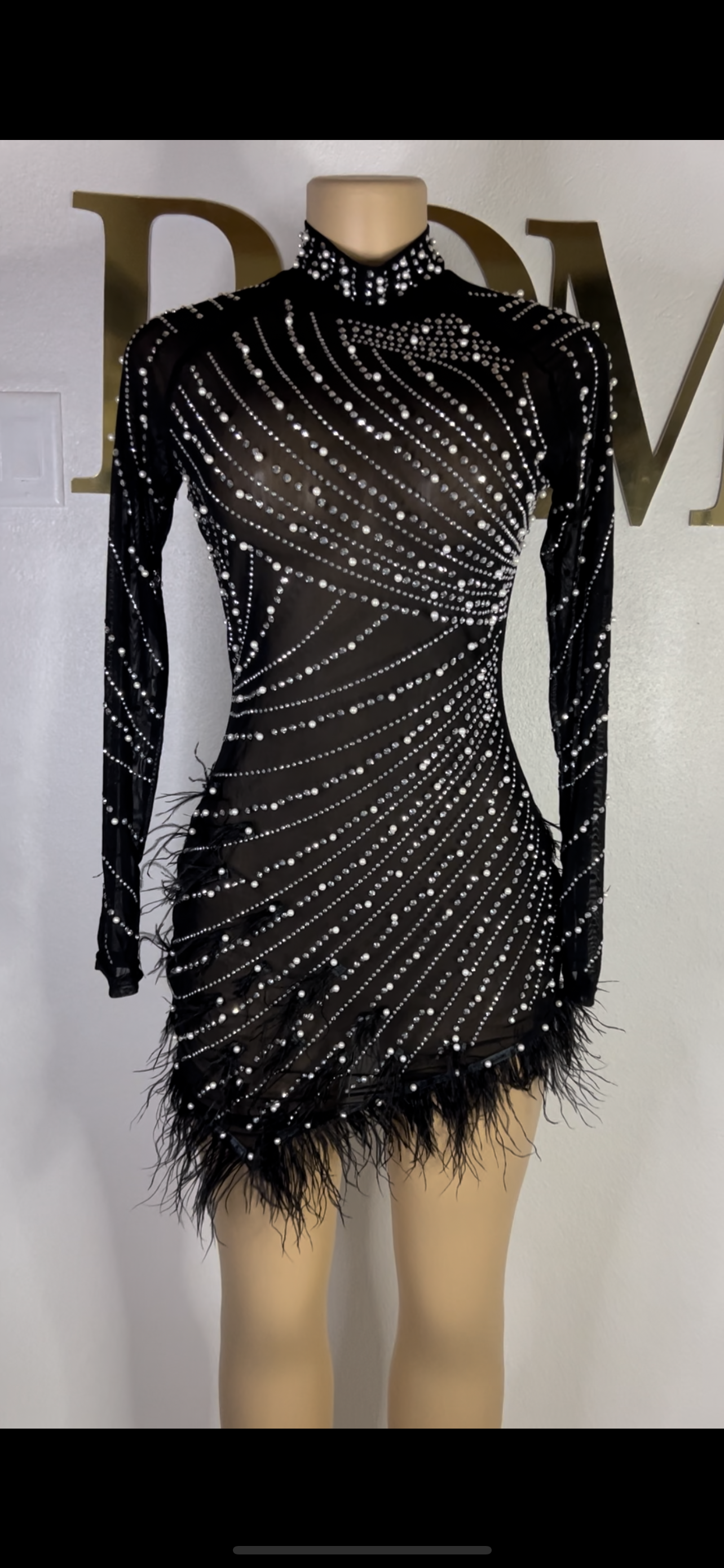 Ellie Feather Dress (Black)