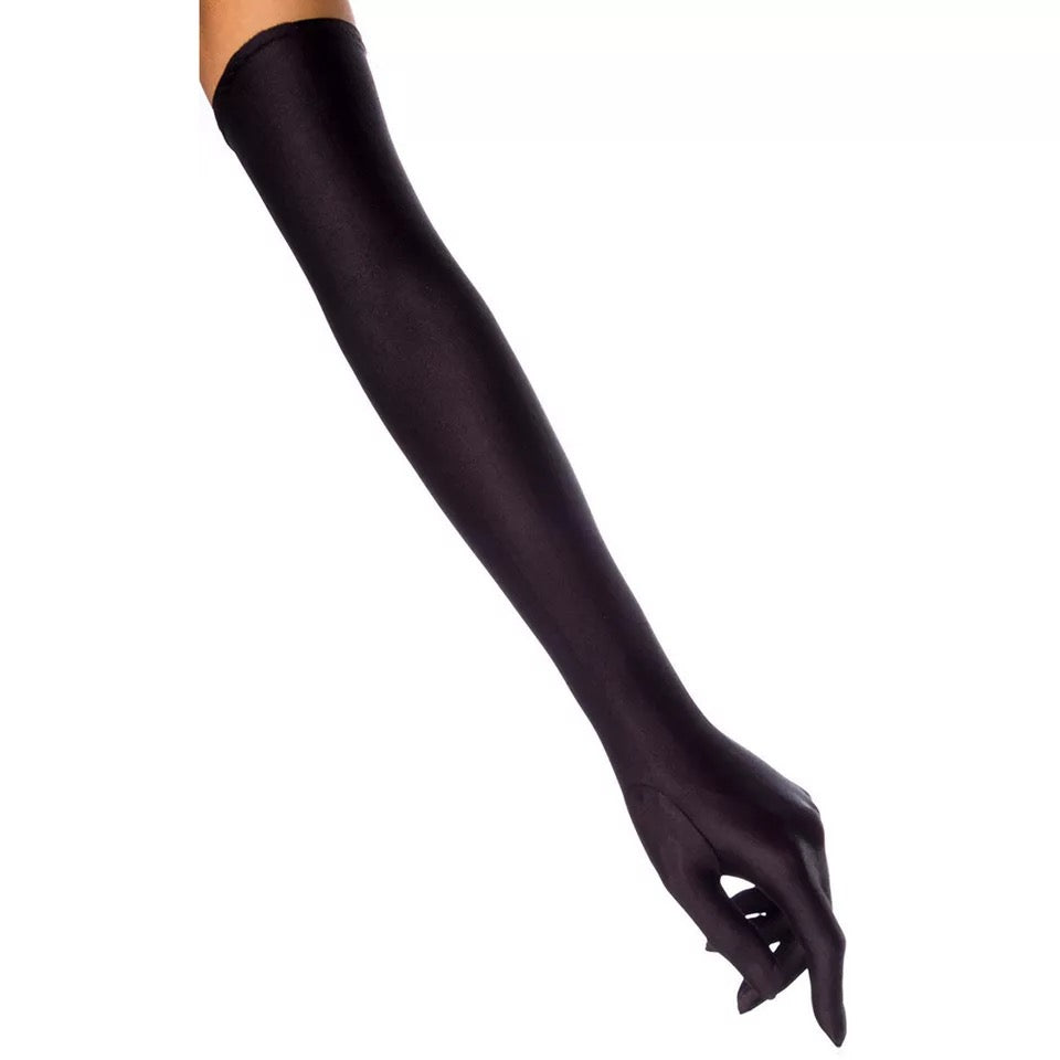 Long Satin Gloves (Black)