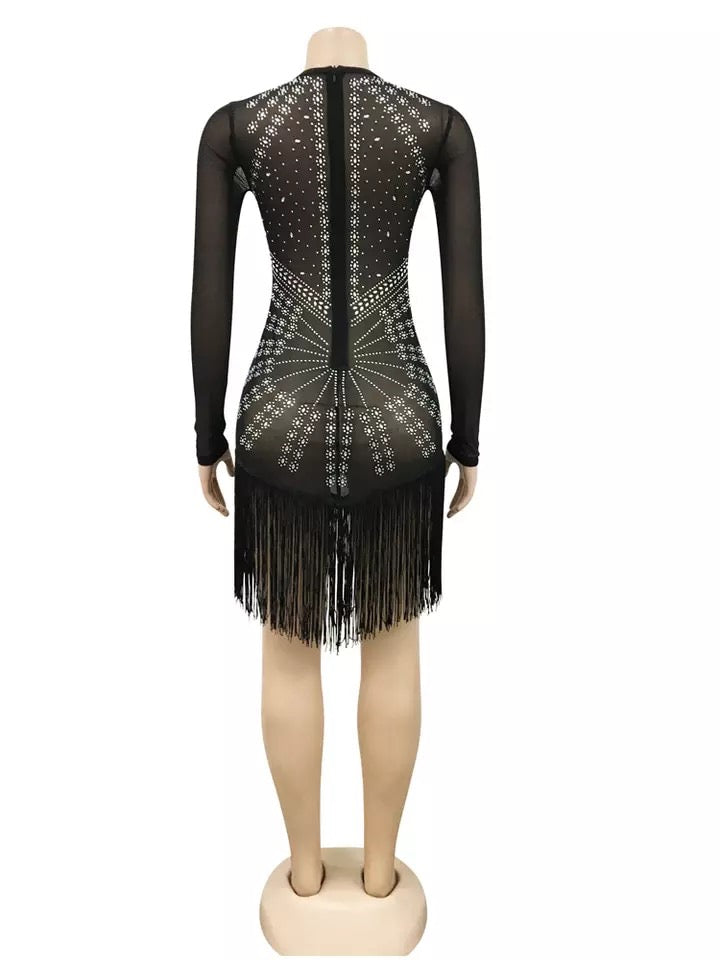 Camila Fringe Dress (Black)