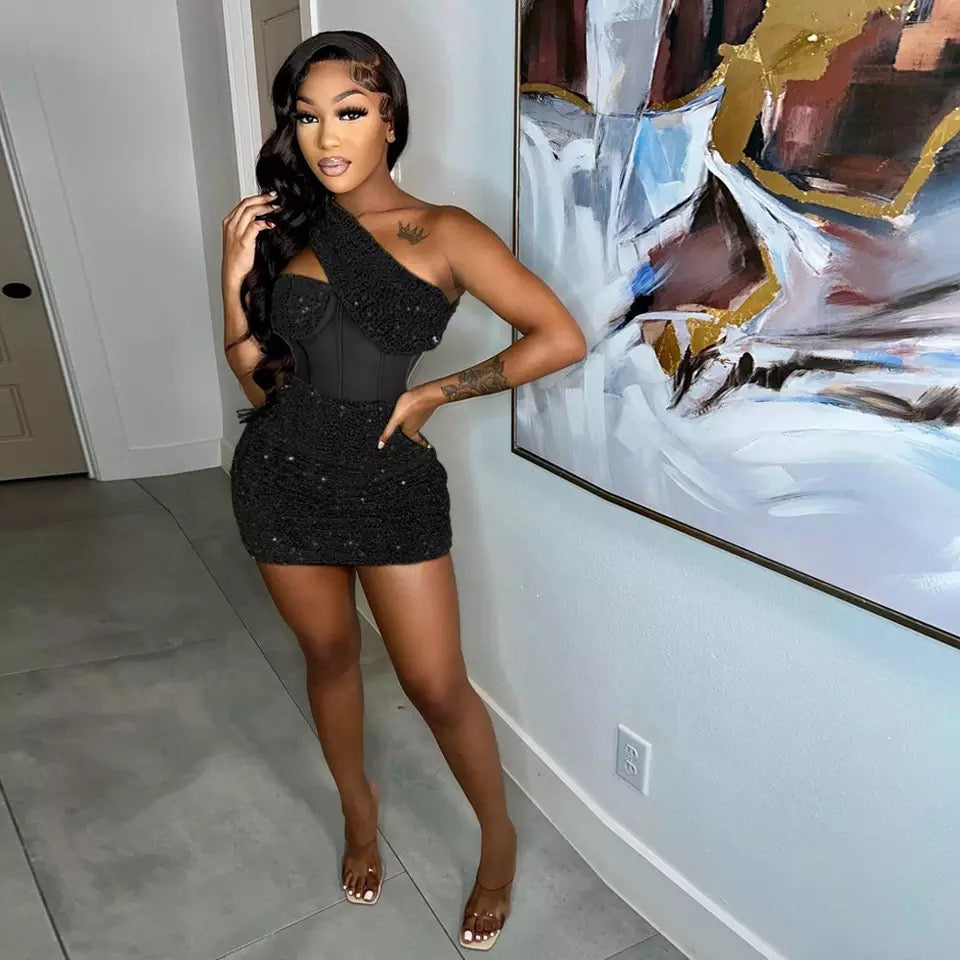 Ciara Sequin Dress (Black)