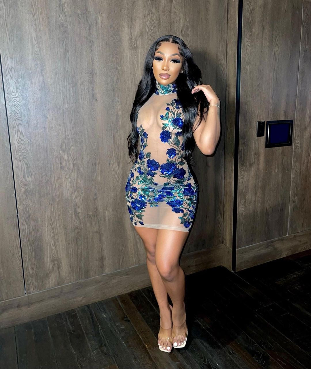 Jade Bloom Dress (Blue)