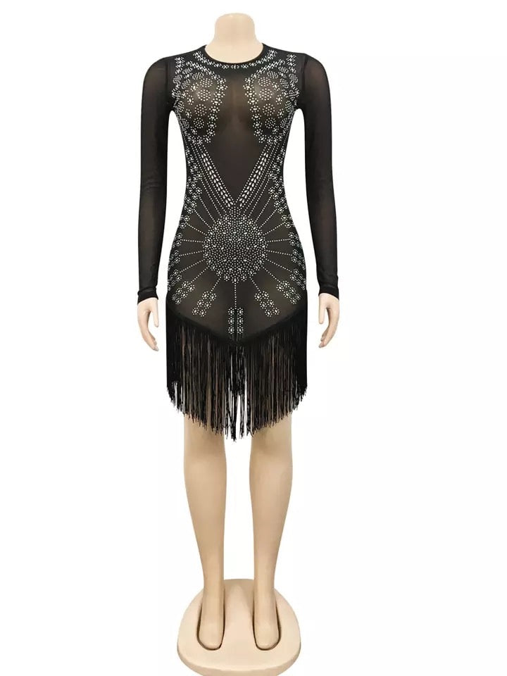 Camila Fringe Dress (Black)